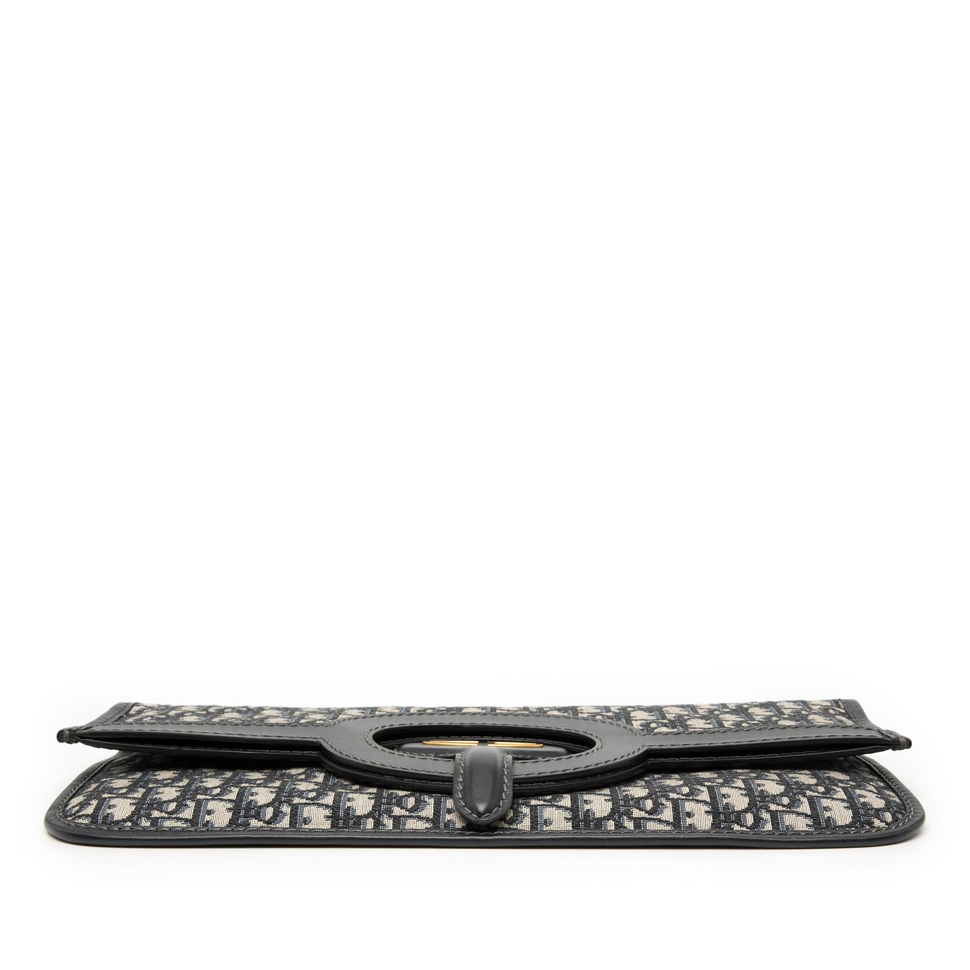Dior Oblique Canvas Fold Over Clutch