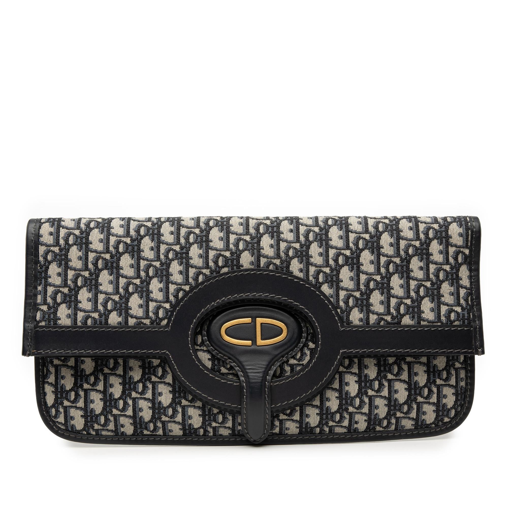 Dior Oblique Canvas Fold Over Clutch