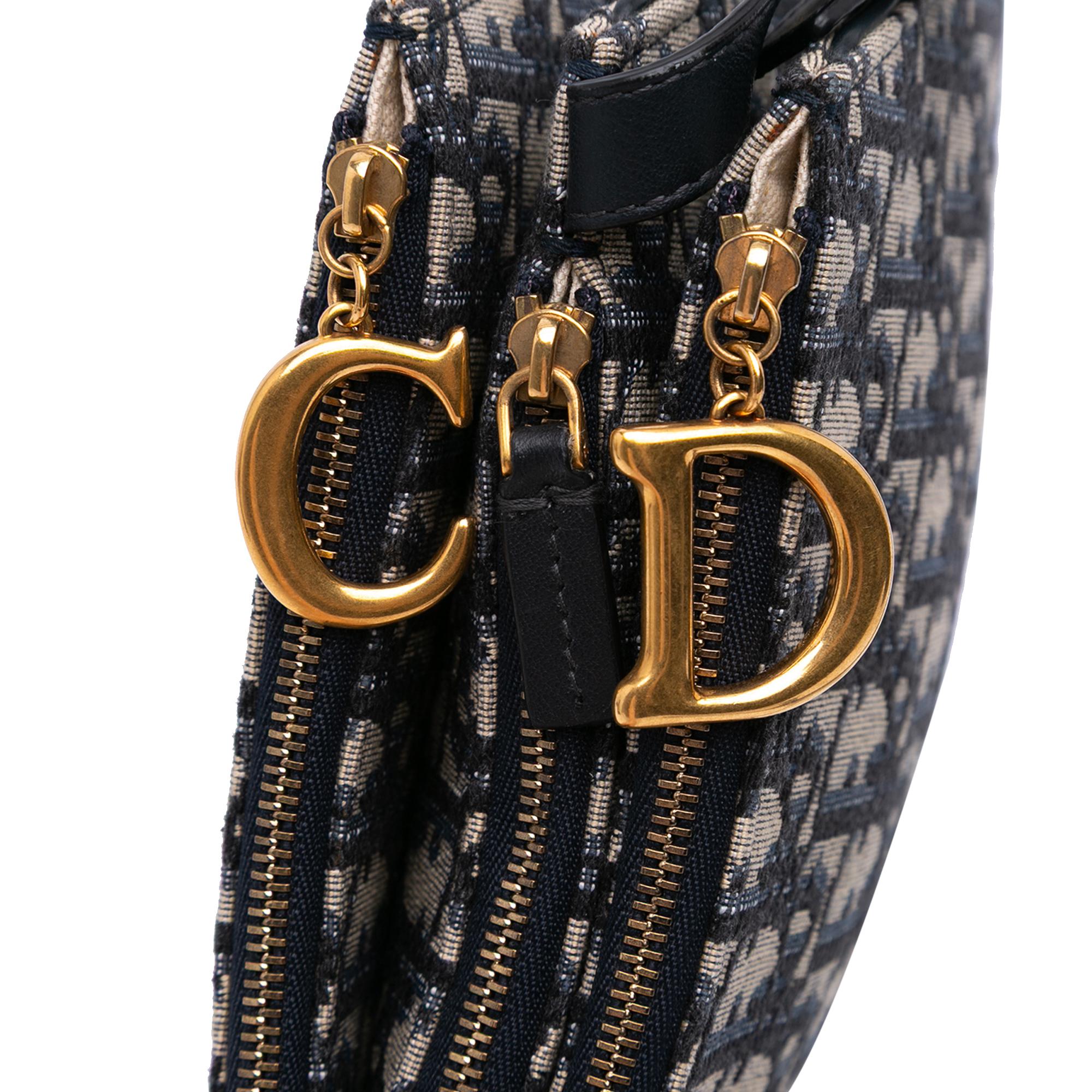 Dior Oblique Canvas Saddle Triple Zip Crossbody