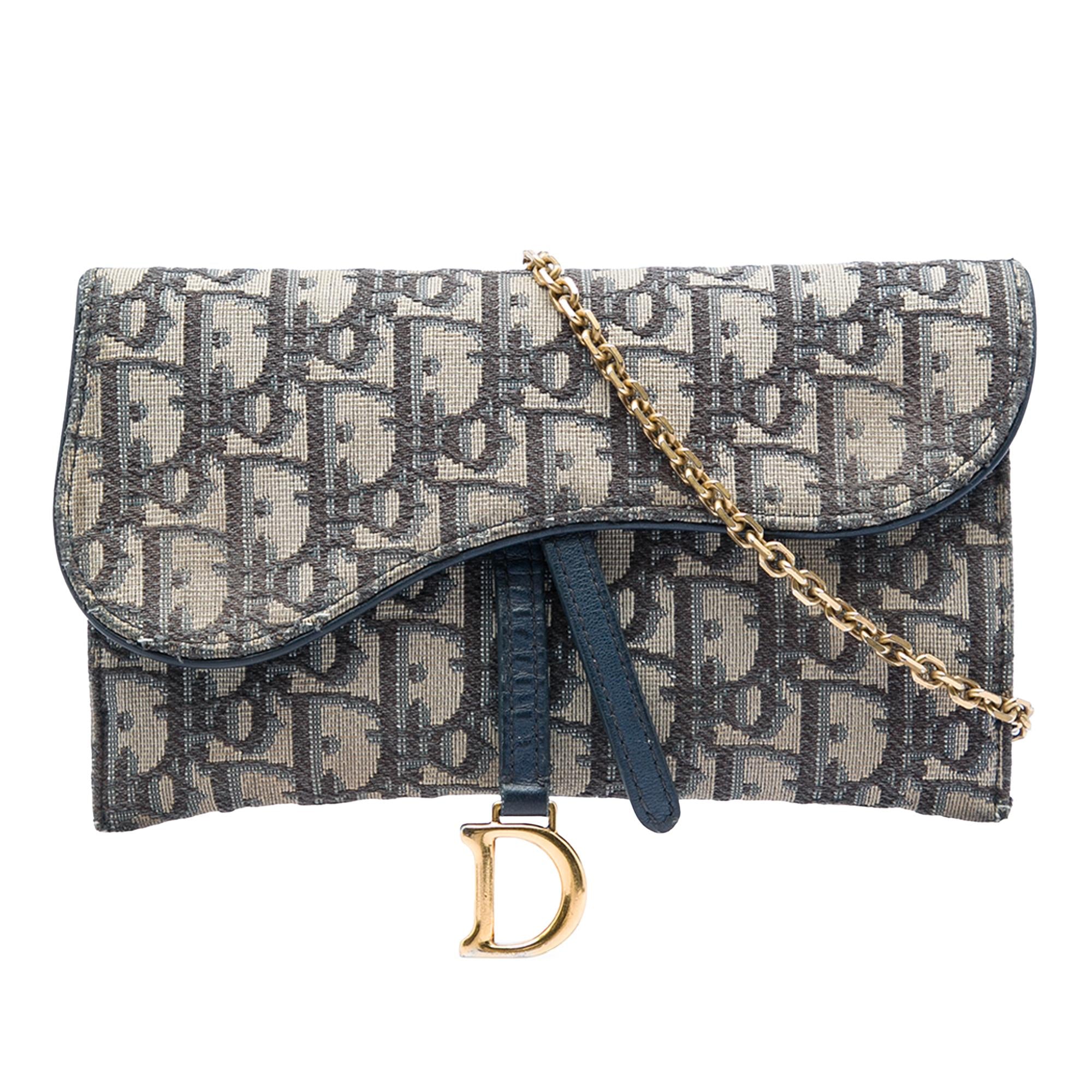 Dior Oblique Canvas Saddle Wallet On Chain