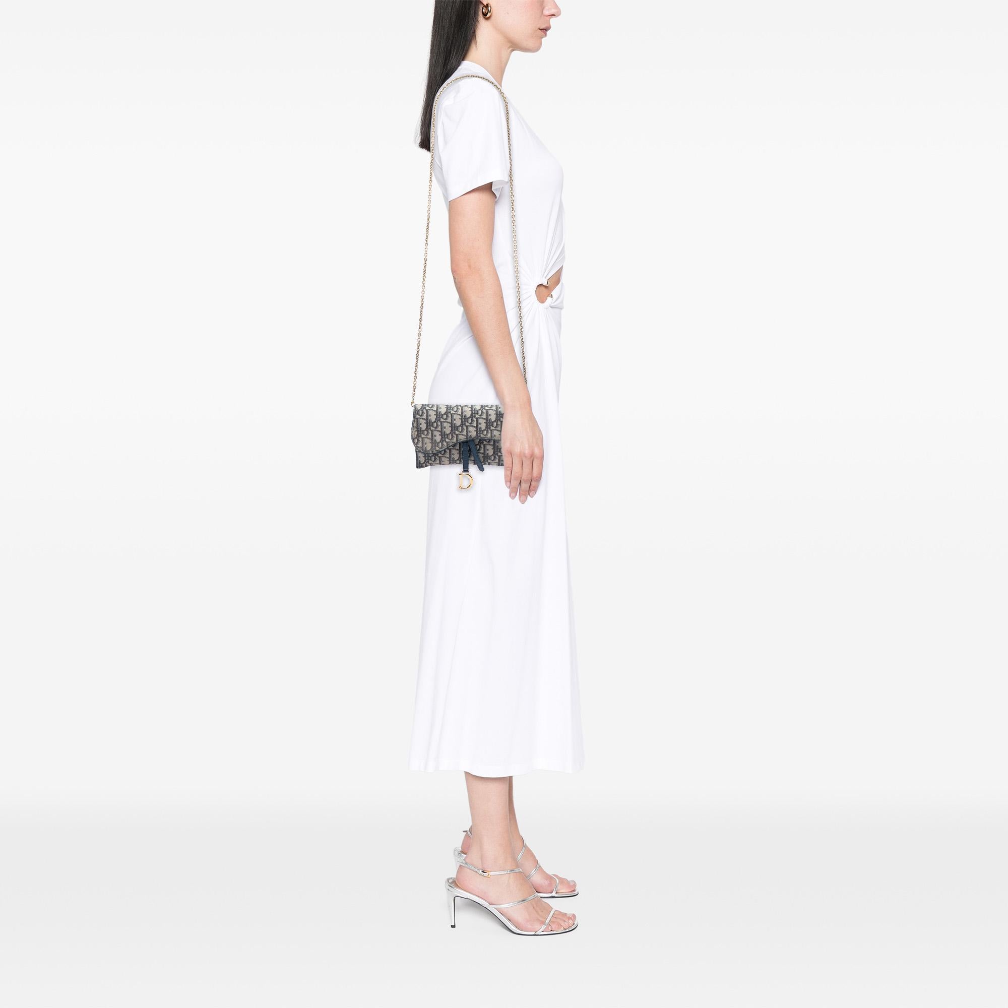 Dior Oblique Canvas Saddle Wallet On Chain