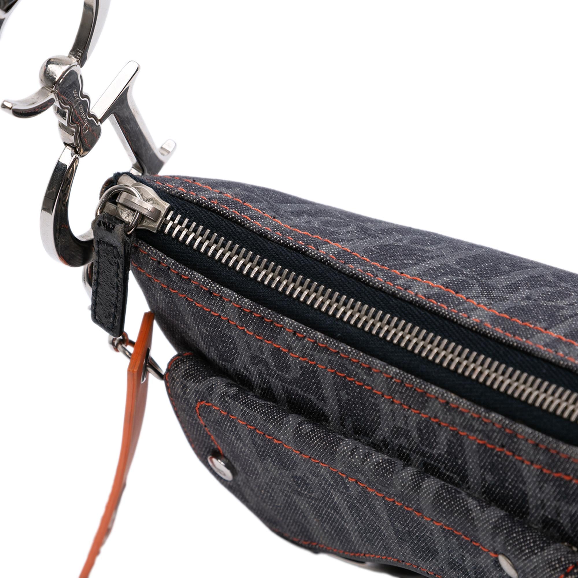 Dior Oblique Denim Flight Double Saddle Crossbody