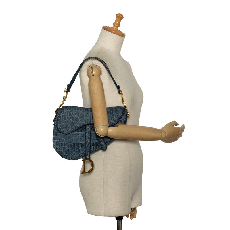 Dior Oblique Denim Saddle Bag (SHG-tFXGoz)