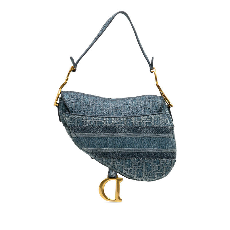 Dior Oblique Denim Saddle Bag (SHG-bhe25J)