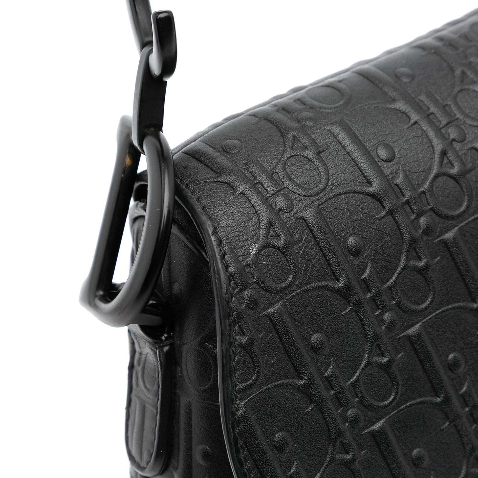 Dior Oblique Embossed Calfskin Saddle Bag
