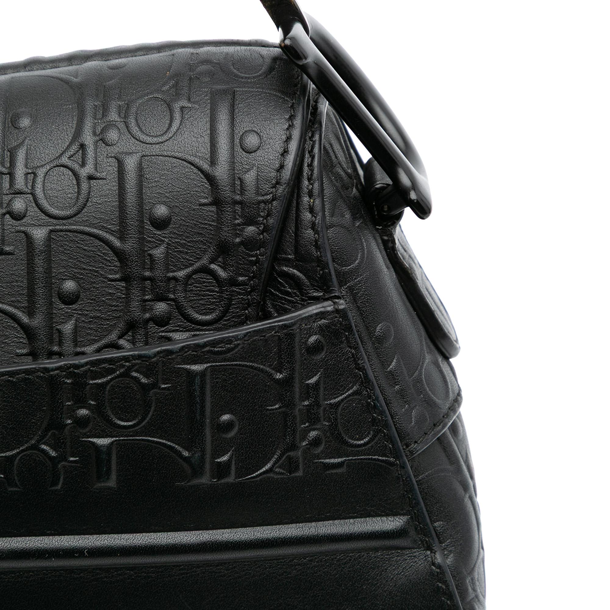 Dior Oblique Embossed Calfskin Saddle Bag