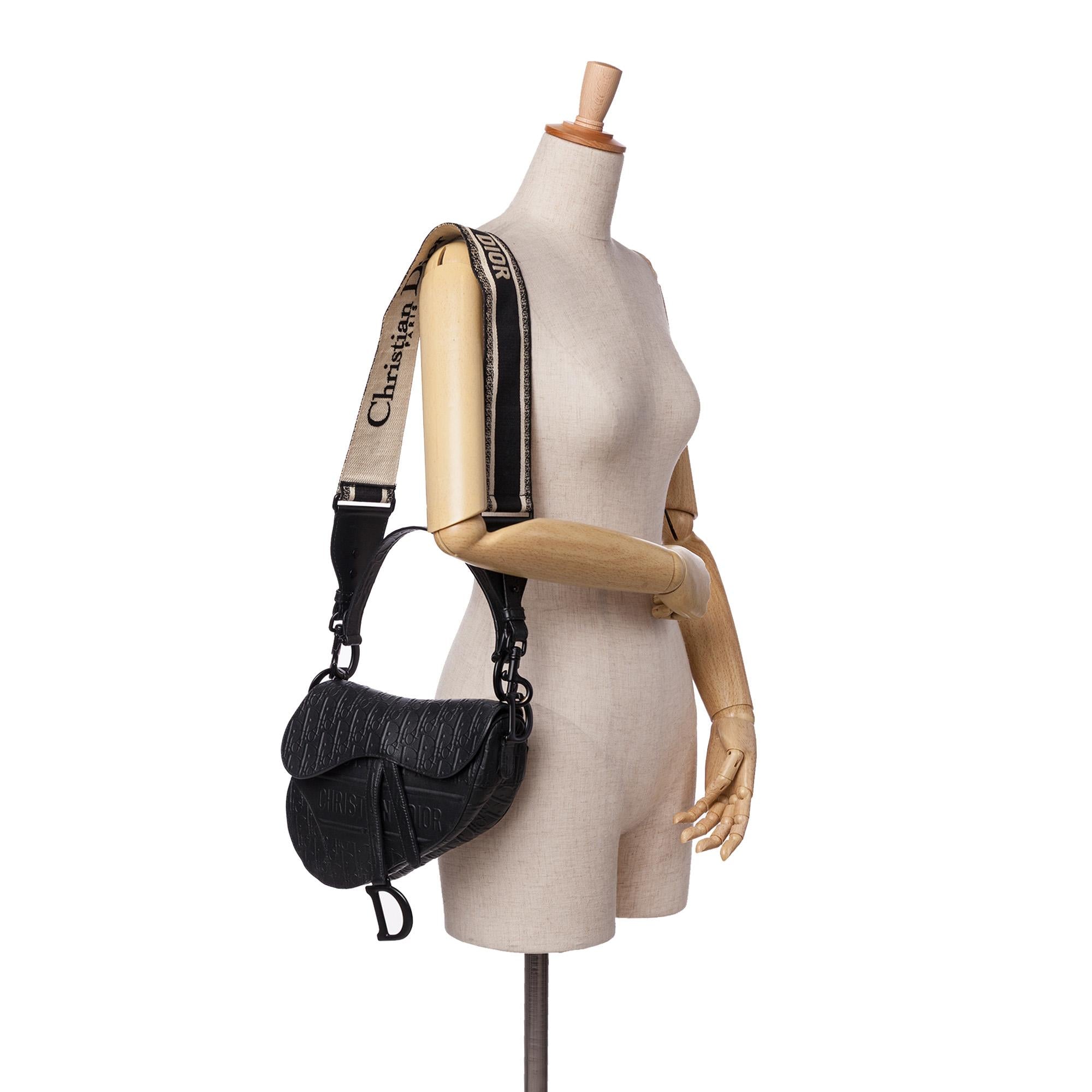 Dior Oblique Embossed Calfskin Saddle Bag