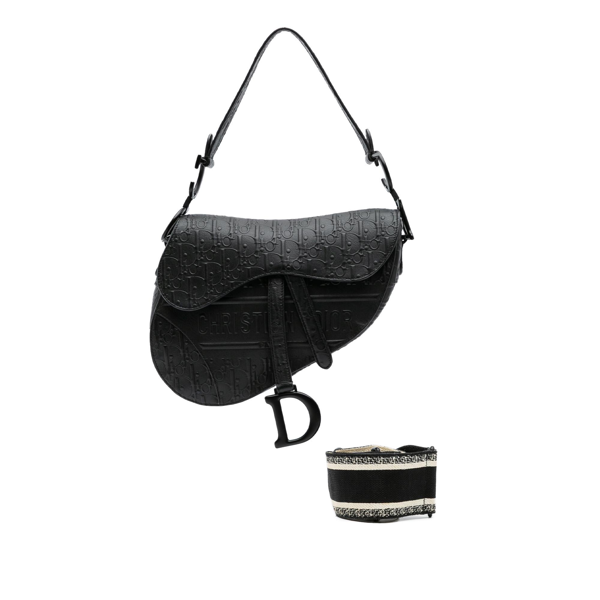 Dior Oblique Embossed Calfskin Saddle Bag
