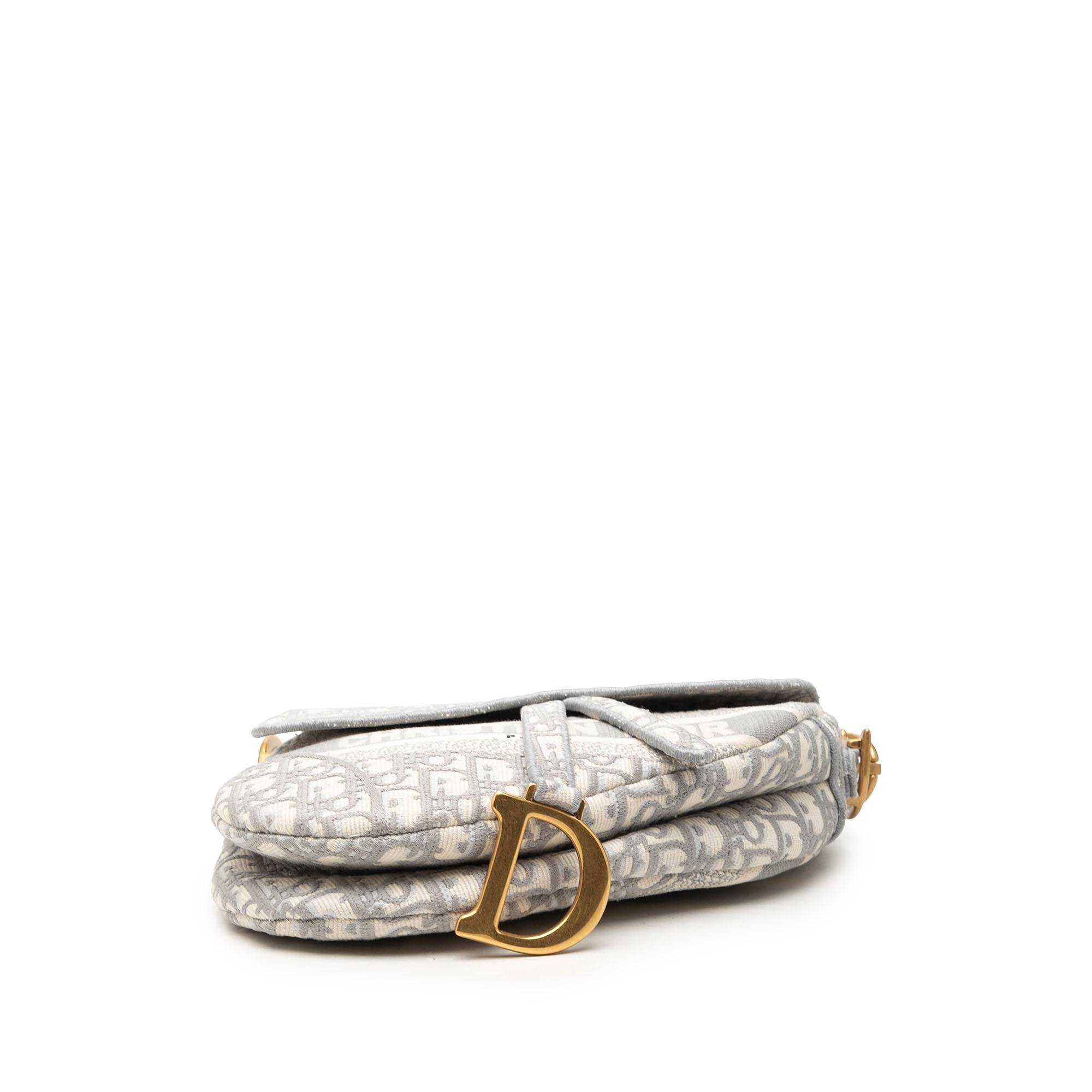 Dior Oblique Embroidered Canvas Saddle Bag