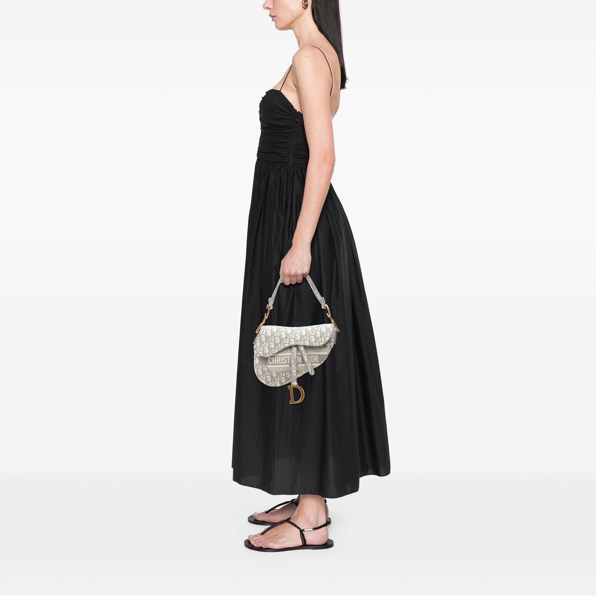 Dior Oblique Embroidered Canvas Saddle Bag