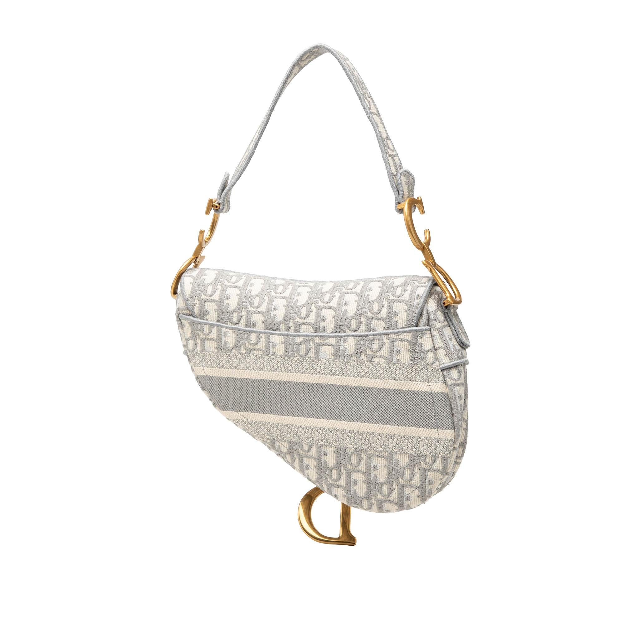 Dior Oblique Embroidered Canvas Saddle Bag