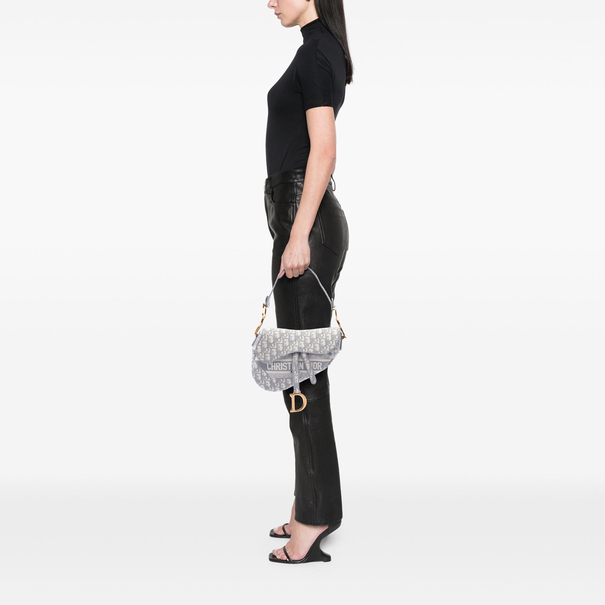 Dior Oblique Embroidered Canvas Saddle Bag