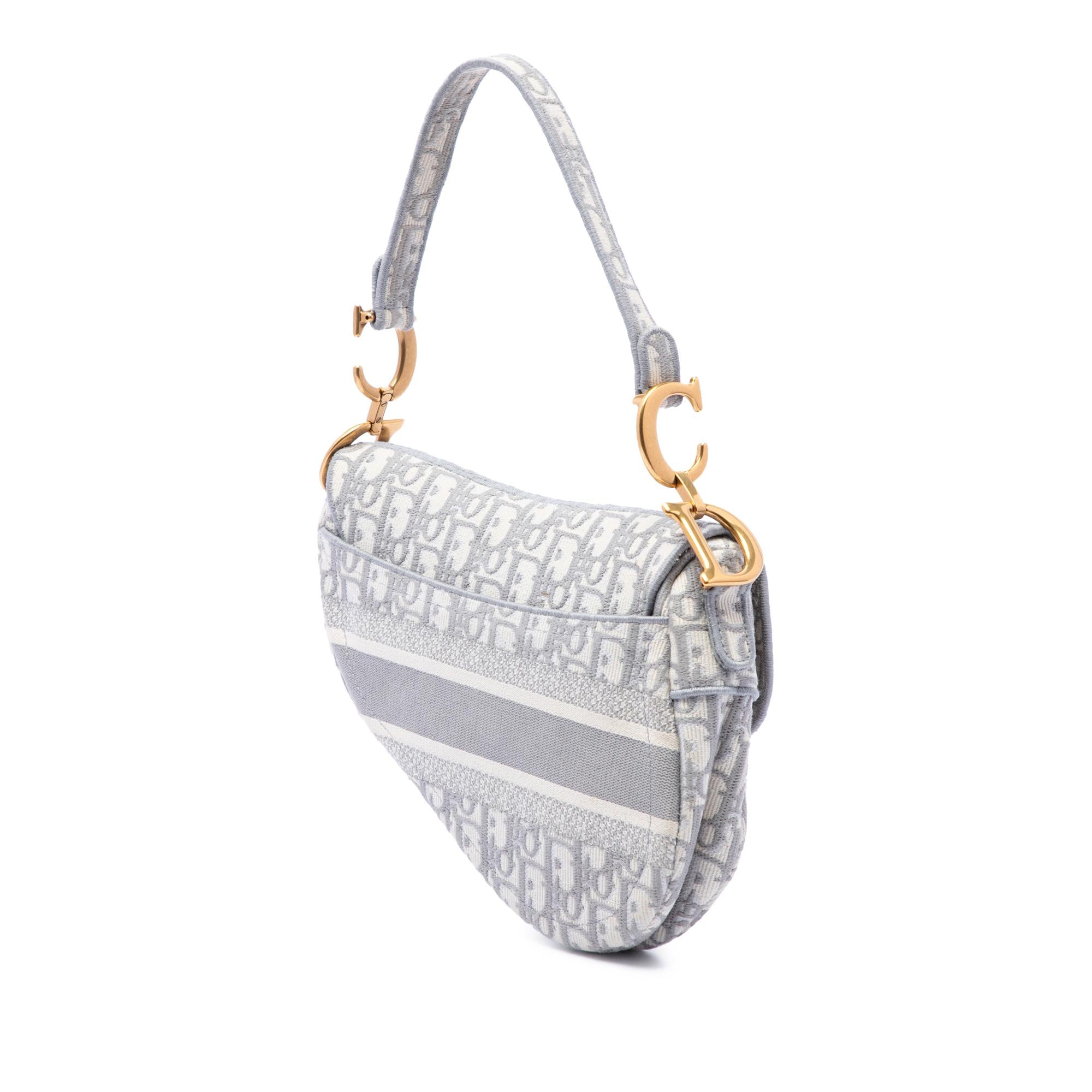 Dior Oblique Embroidered Canvas Saddle Bag