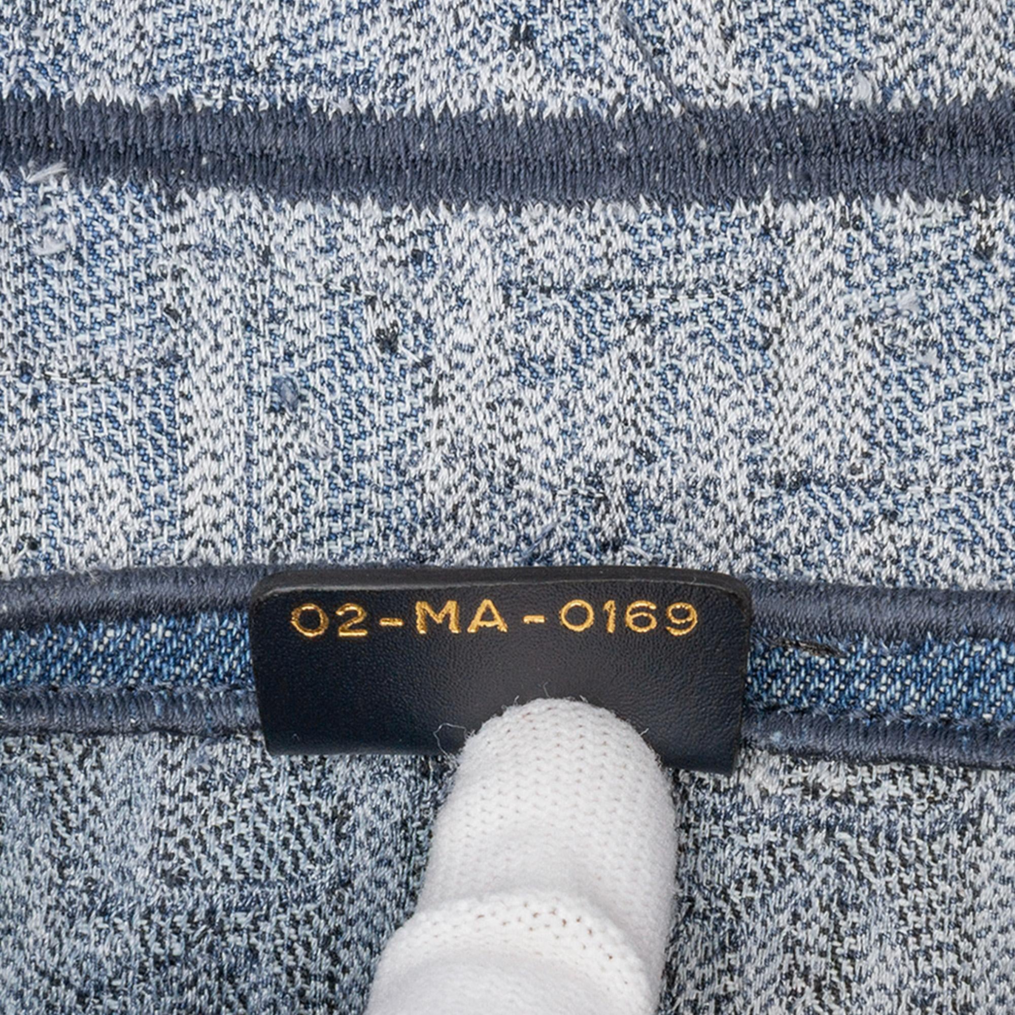 Dior Oblique Embroidered Denim Saddle Bag
