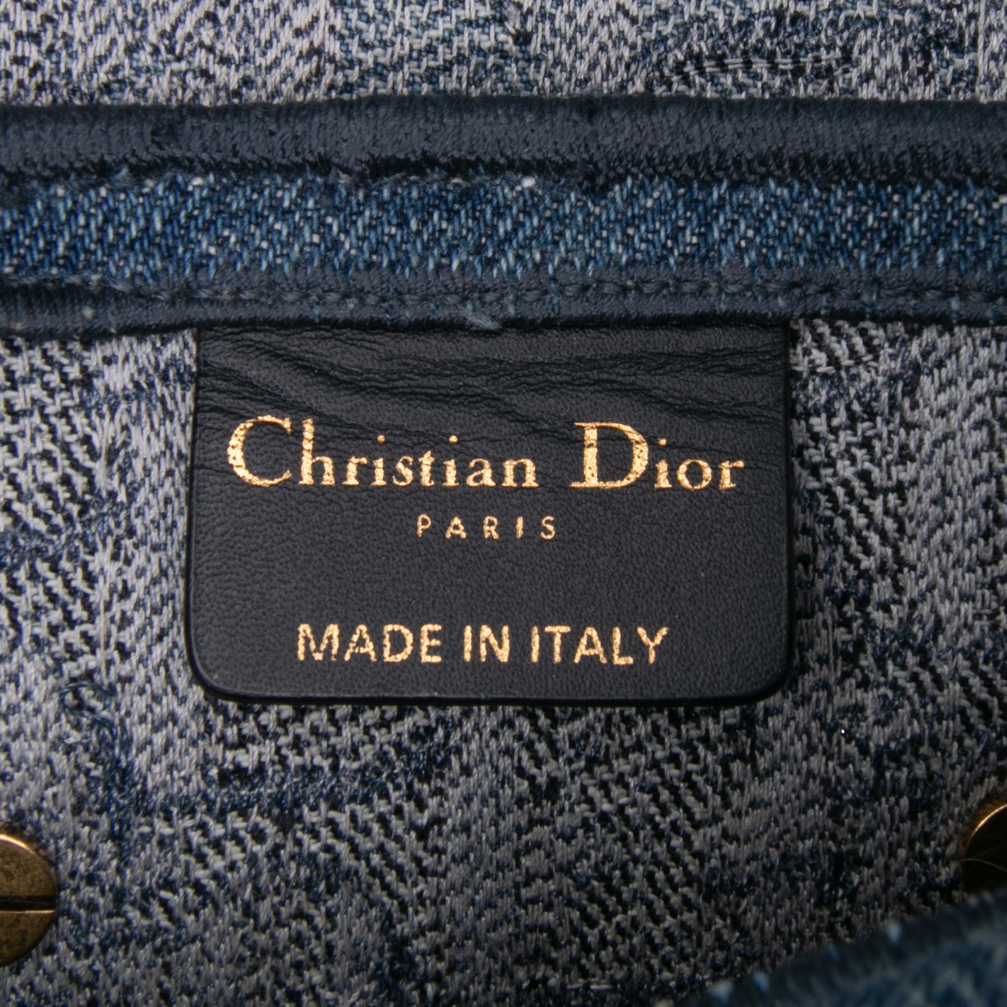 Dior Oblique Embroidered Denim Saddle Bag