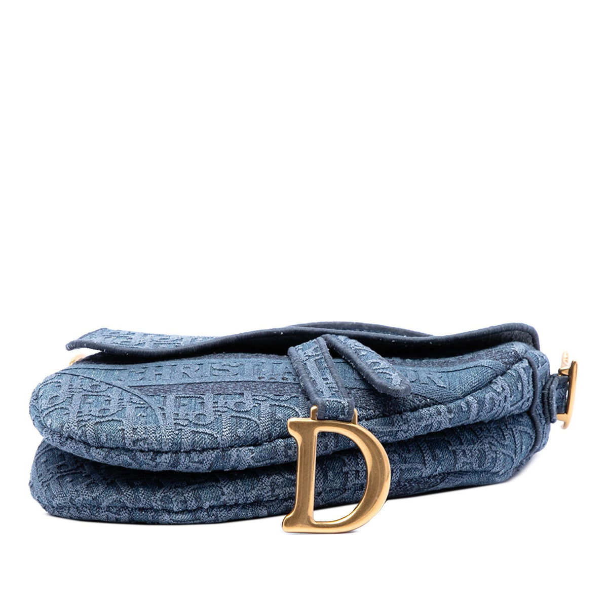 Dior Oblique Embroidered Denim Saddle Bag