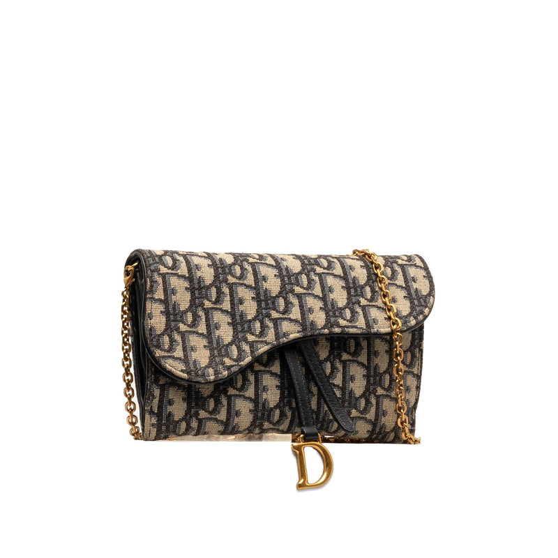 Dior Oblique Saddle Wallet On Chain (SHG-R0QMx8)