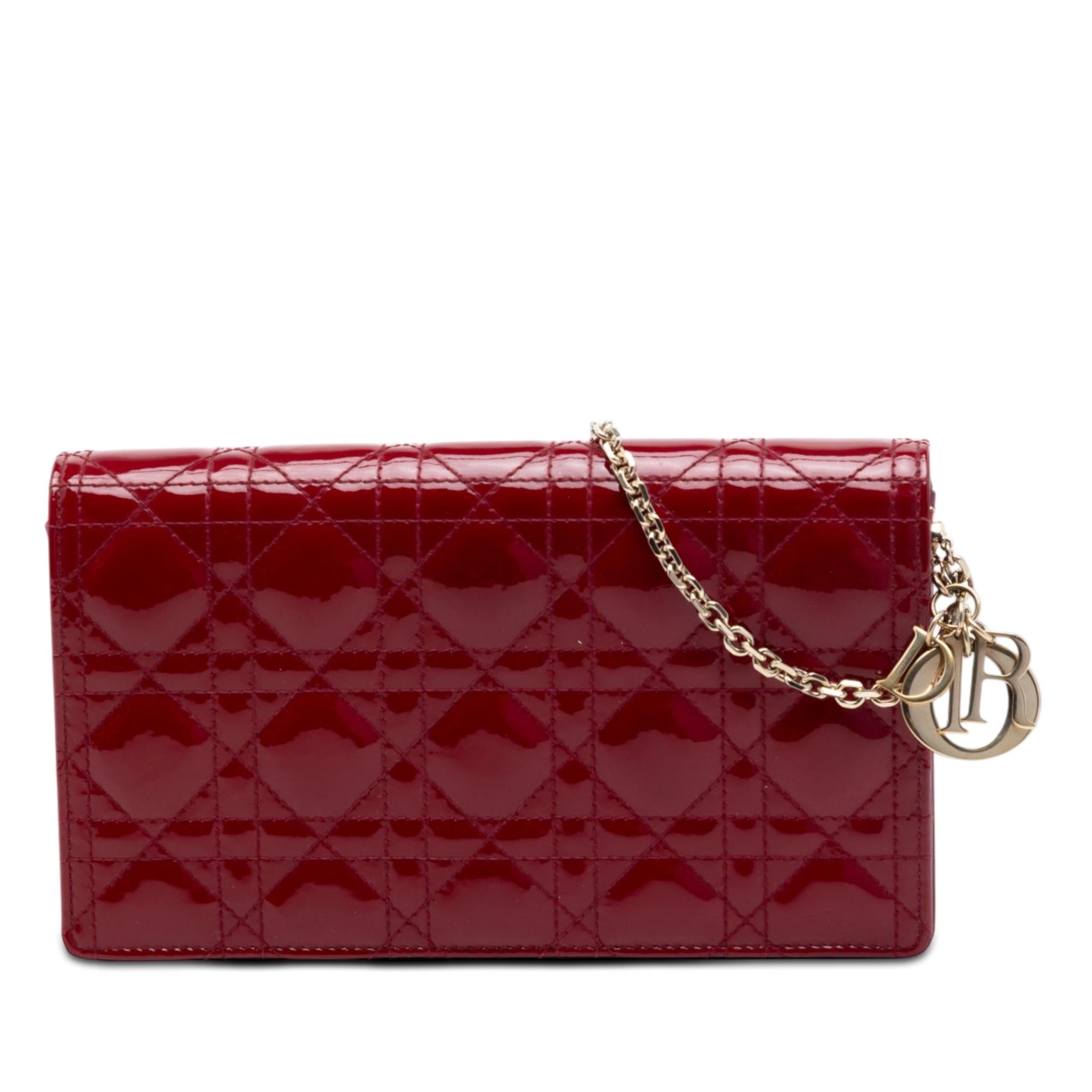 Dior Patent Cannage Lady Dior Chain Convertible Clutch