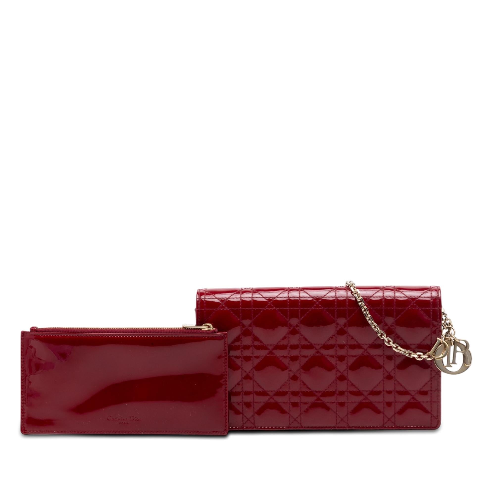 Dior Patent Cannage Lady Dior Chain Convertible Clutch