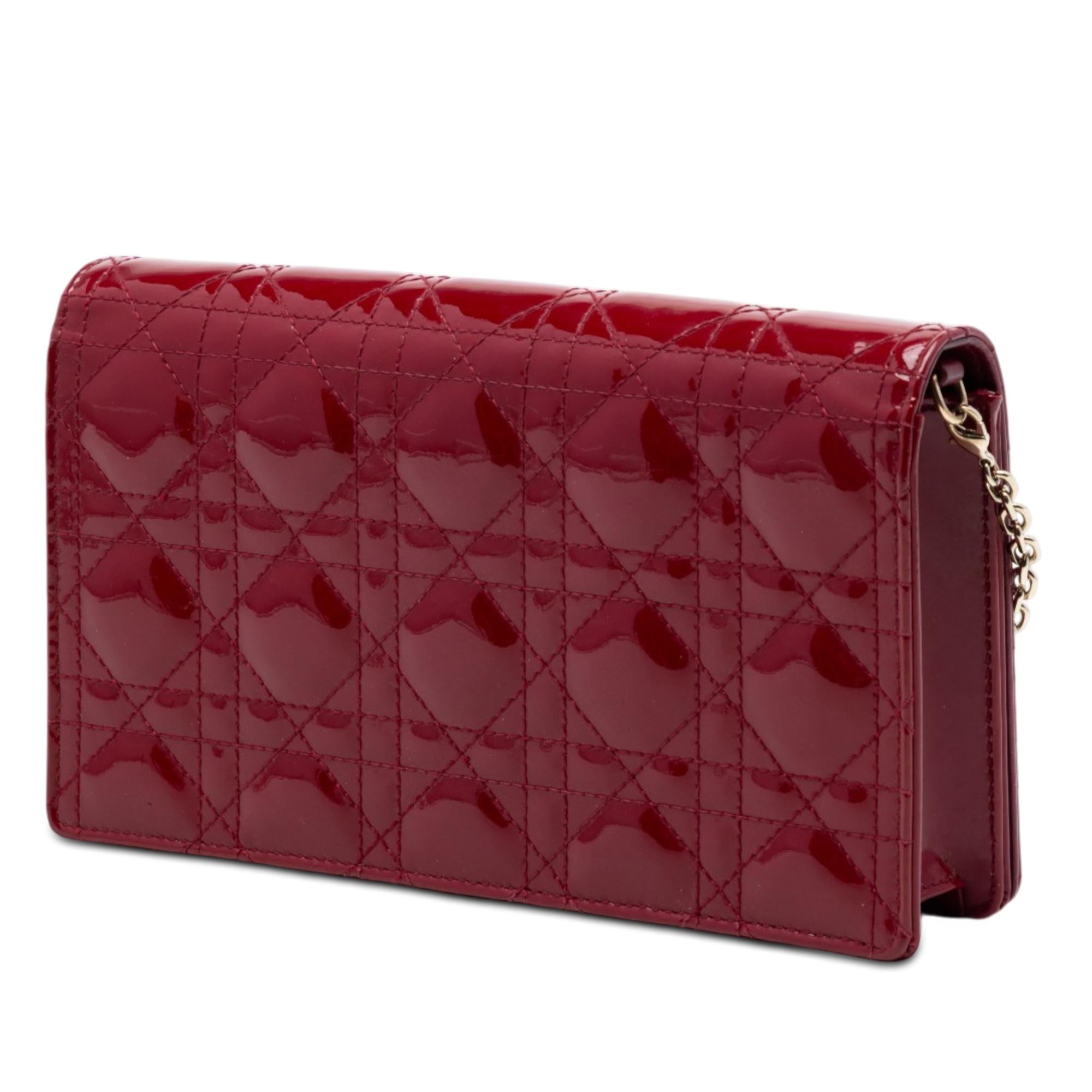 Dior Patent Cannage Lady Dior Chain Convertible Clutch