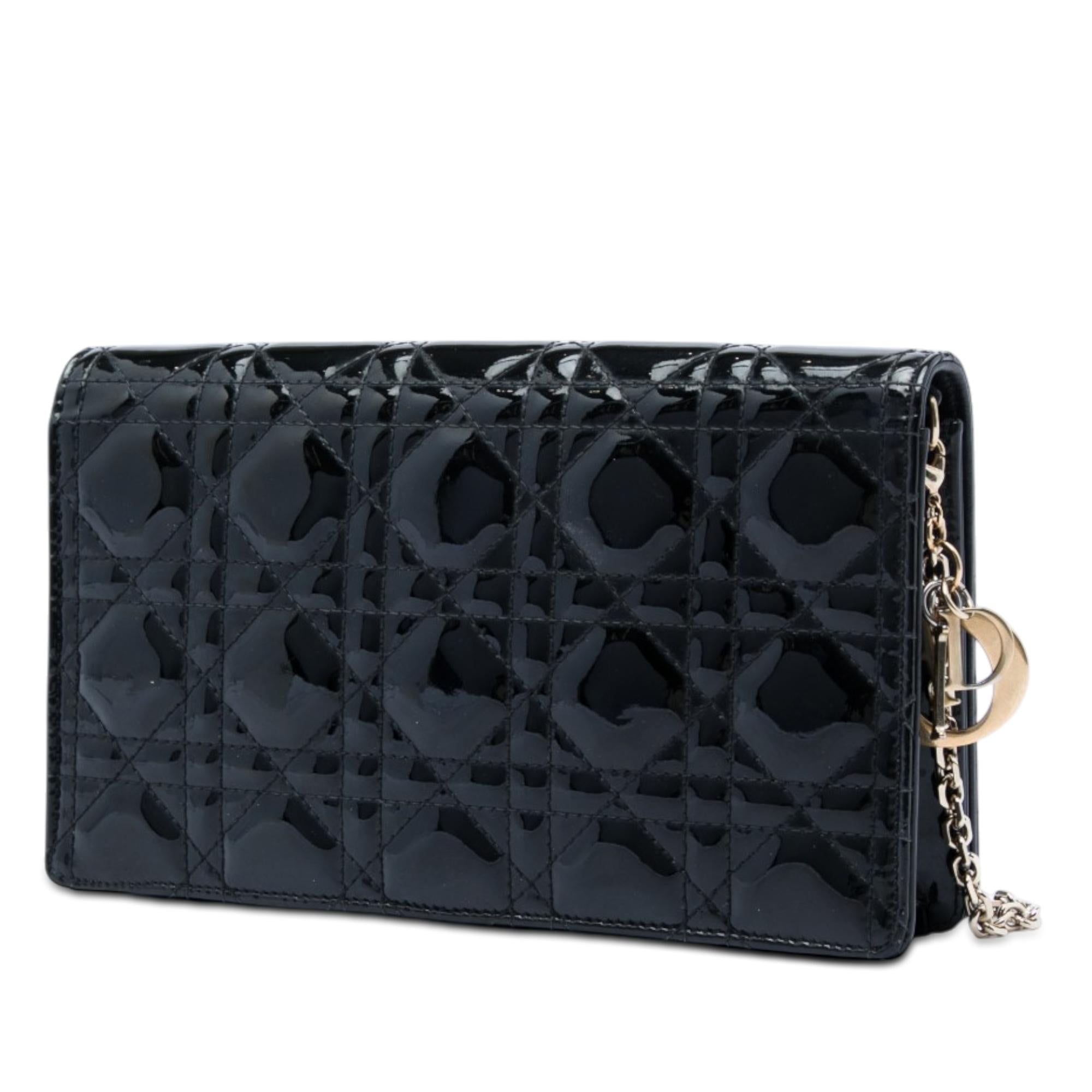Dior Patent Cannage Lady Dior Chain Convertible Clutch