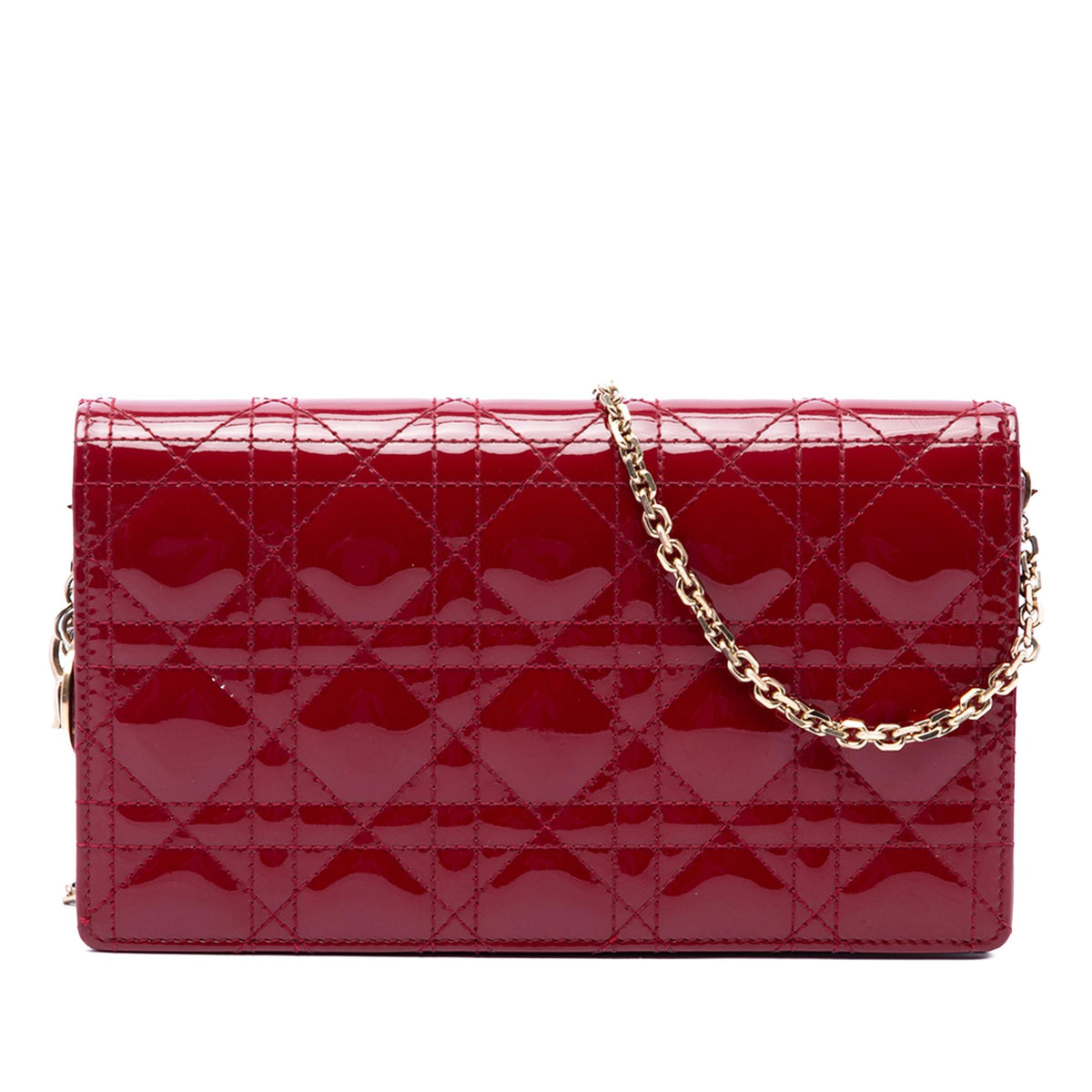 Dior Patent Cannage Lady Dior Chain Convertible Clutch