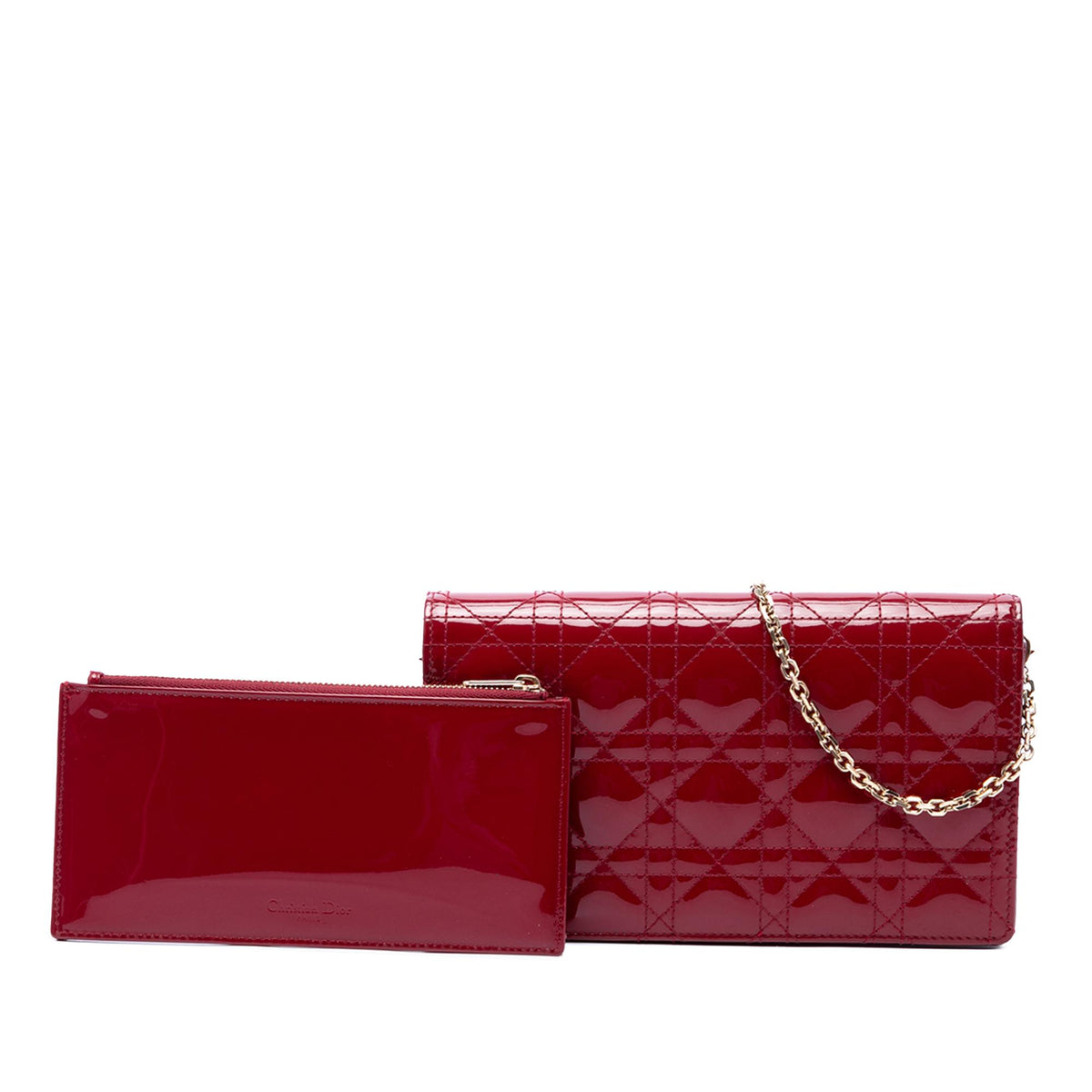 Dior Patent Cannage Lady Dior Chain Convertible Clutch