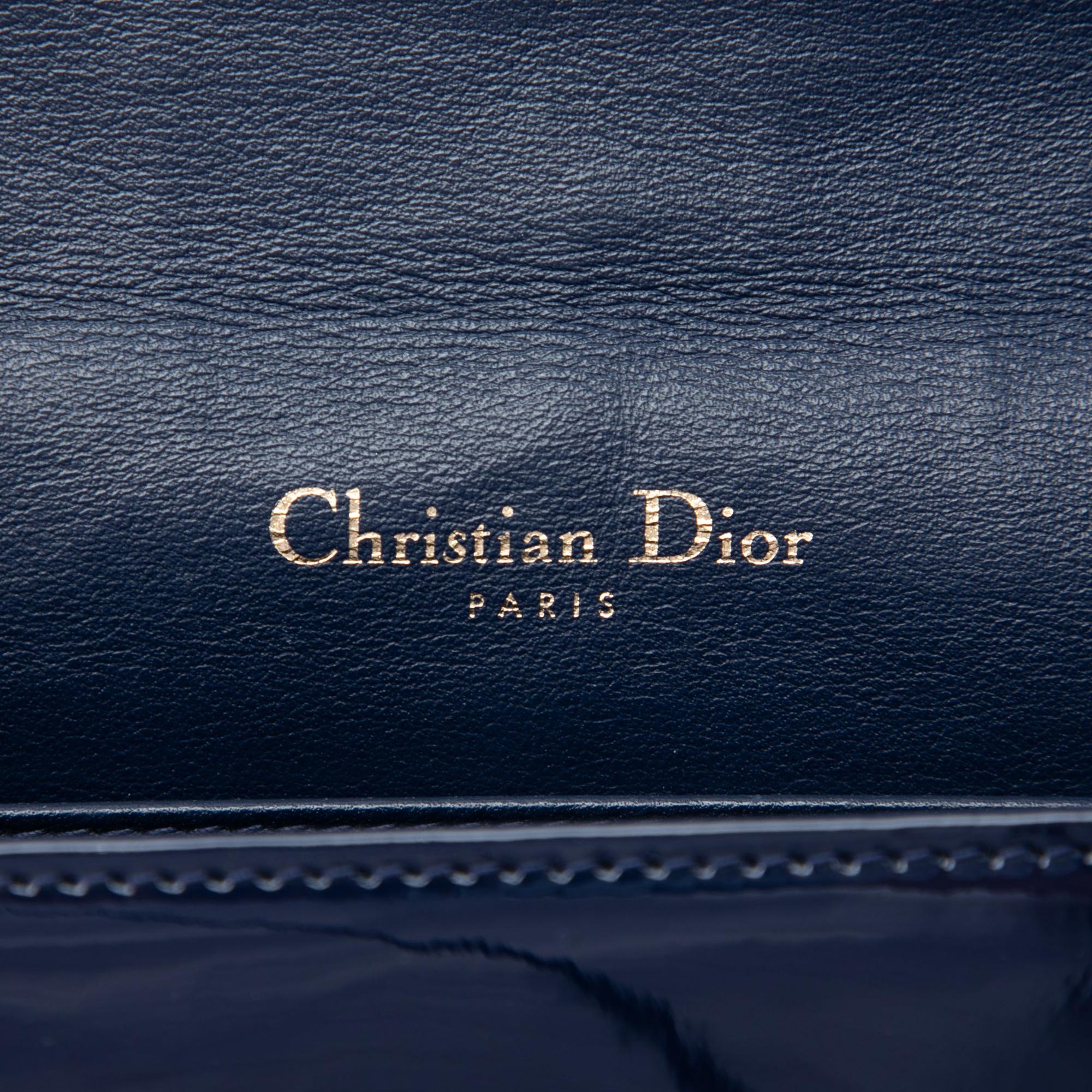 Dior Patent Cannage Lady Dior Pouch with Chain