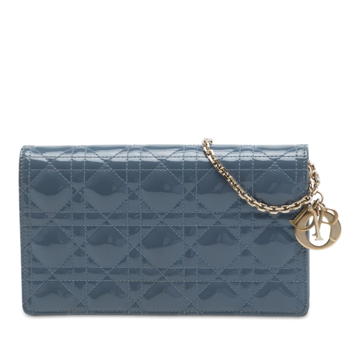 Dior Patent Cannage Lady Dior Pouch with Chain