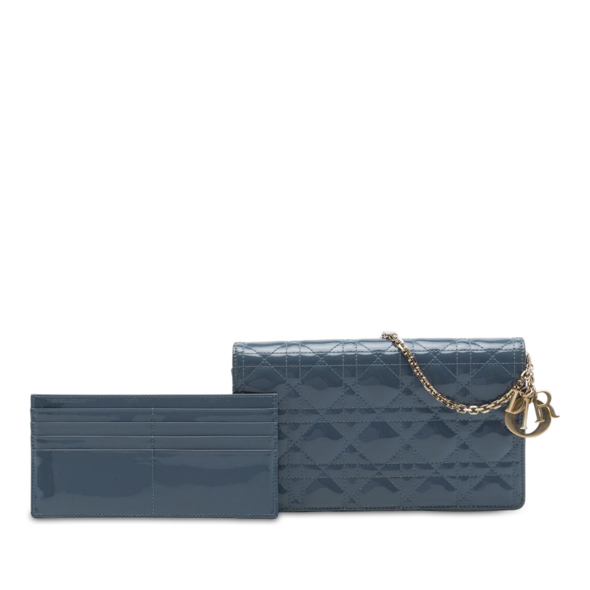 Dior Patent Cannage Lady Dior Pouch with Chain
