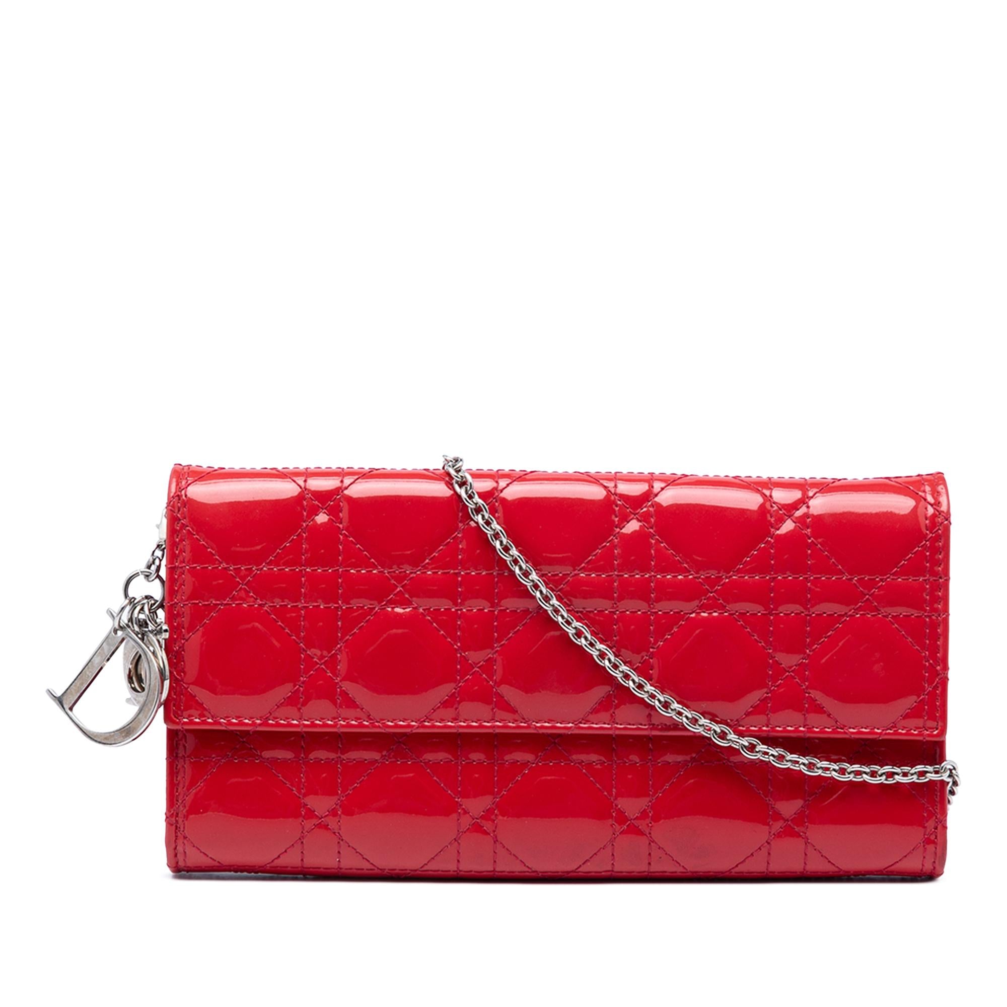 Dior Patent Cannage Lady Dior Wallet On Chain