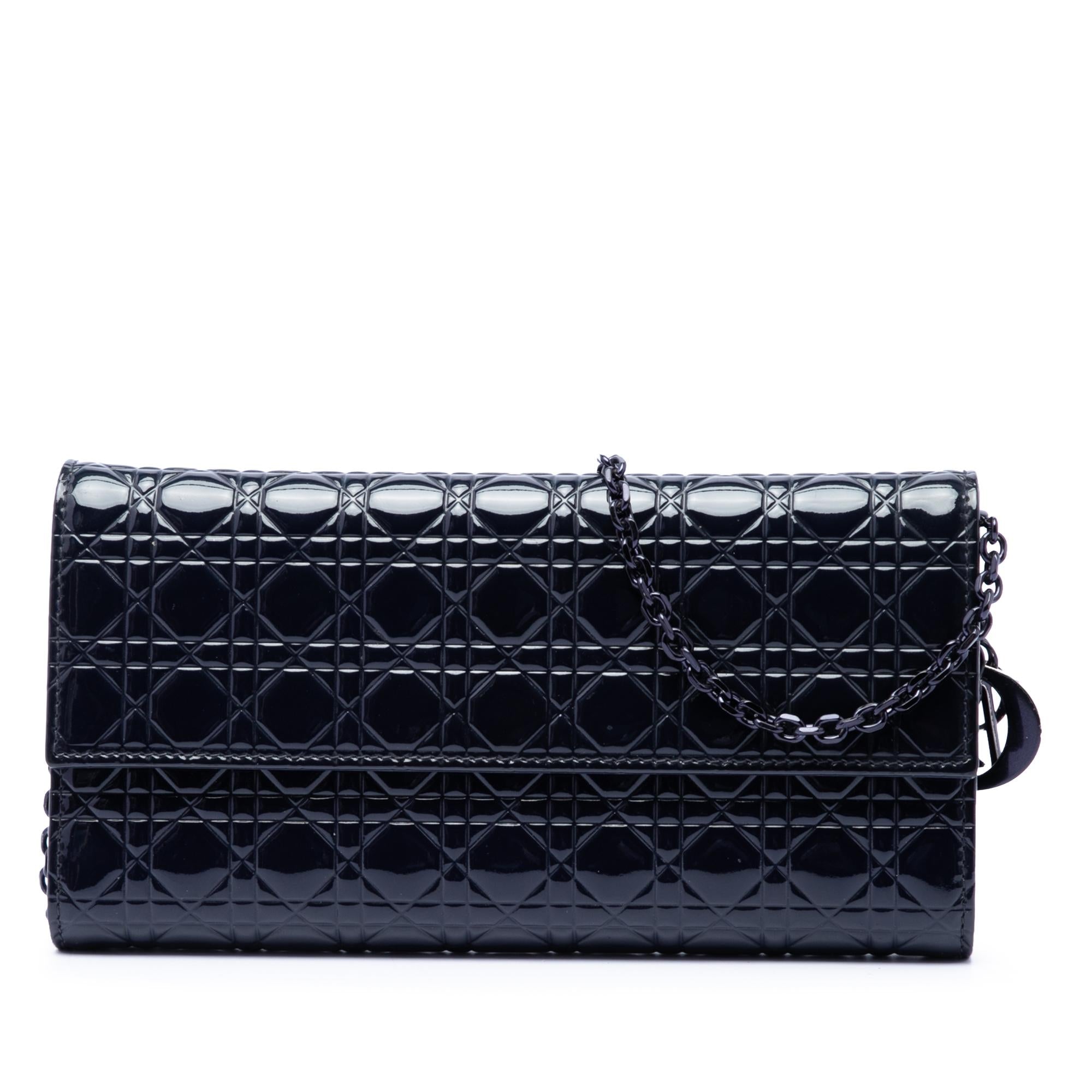 Dior Patent Cannage Lady Dior Wallet On Chain