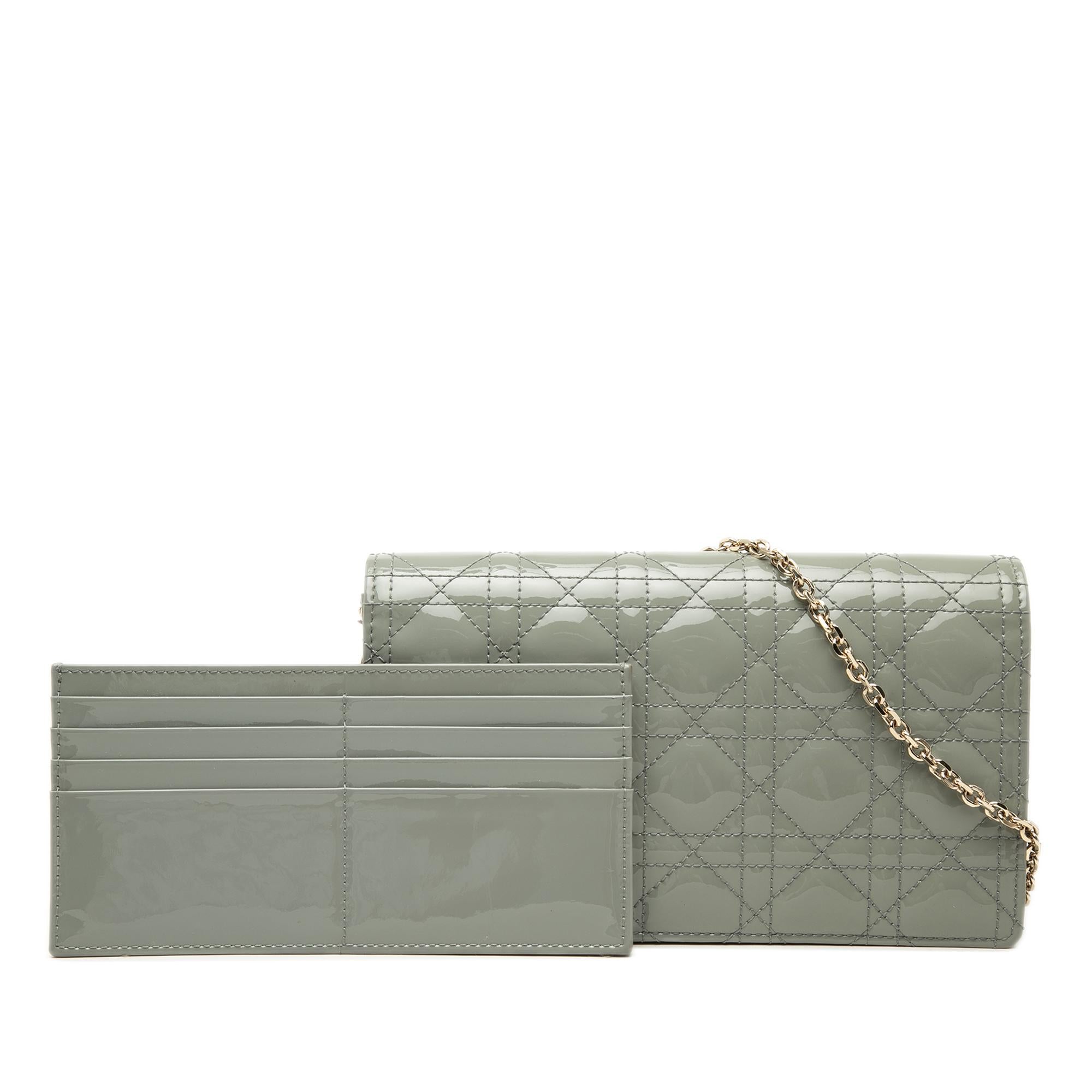 Dior Patent Cannage Lady Dior Wallet On Chain