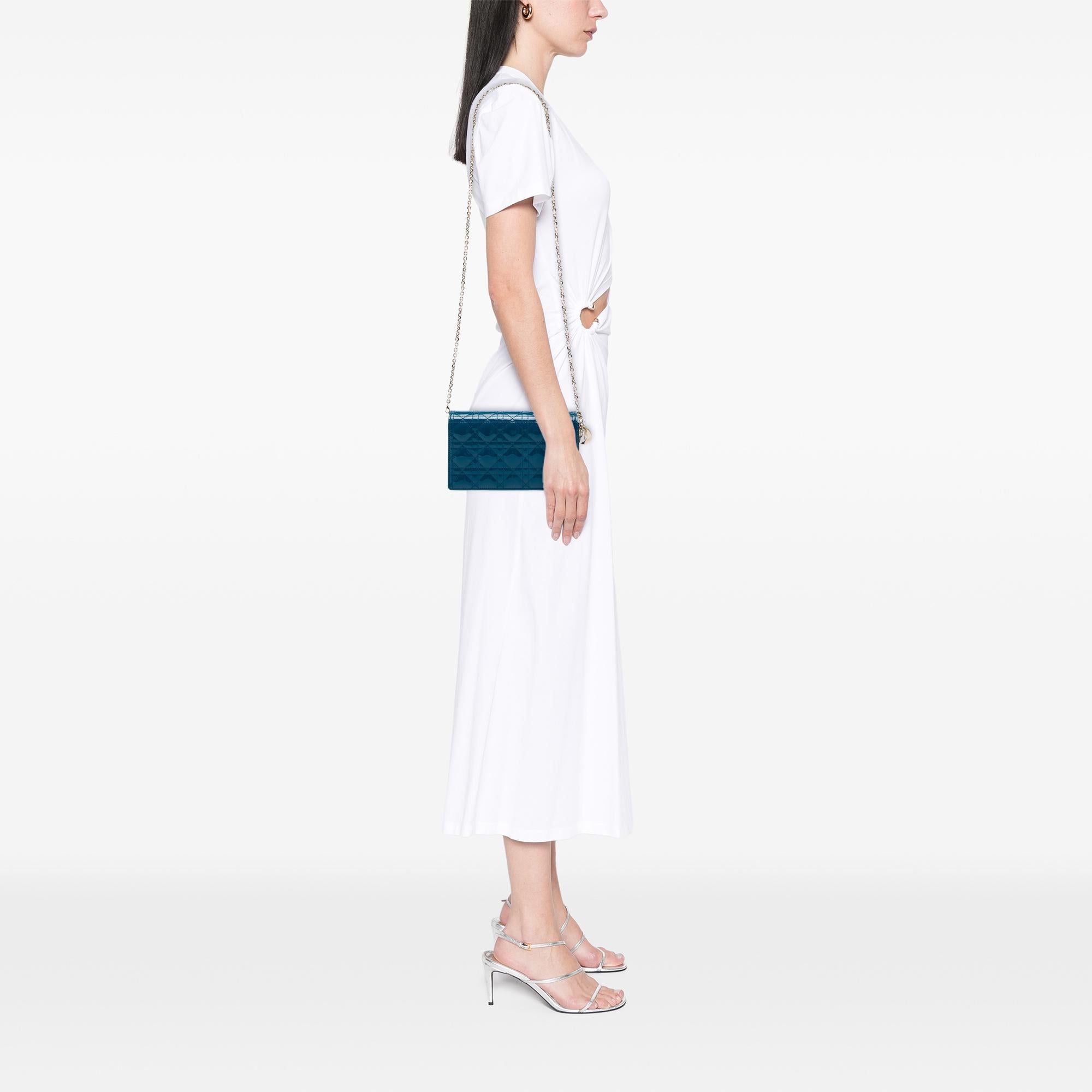 Dior Patent Cannage Lady Dior Wallet On Chain