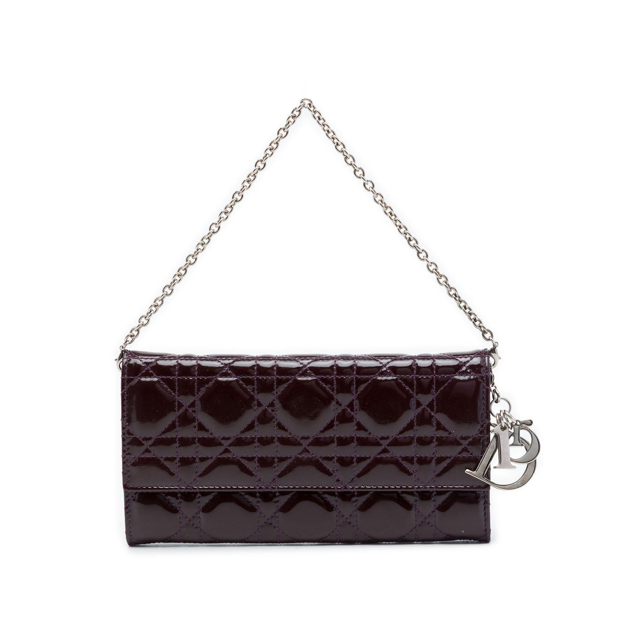 Dior Patent Cannage Lady Dior Wallet On Chain