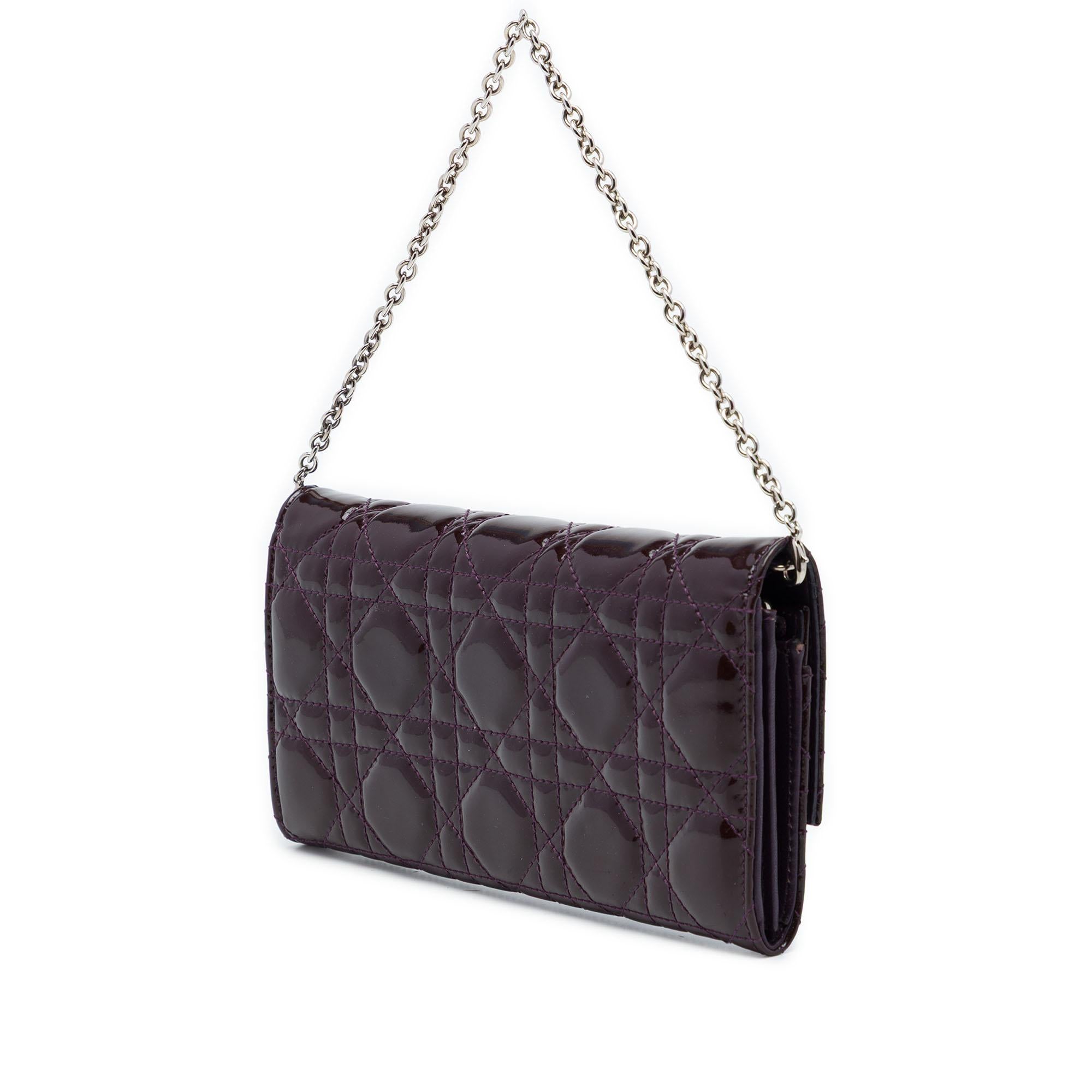 Dior Patent Cannage Lady Dior Wallet On Chain