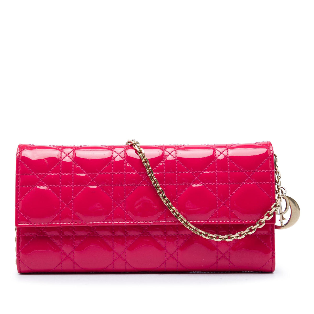 Dior Patent Cannage Lady Dior Wallet On Chain