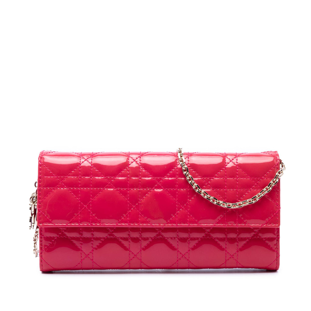 Dior Patent Cannage Lady Dior Wallet On Chain