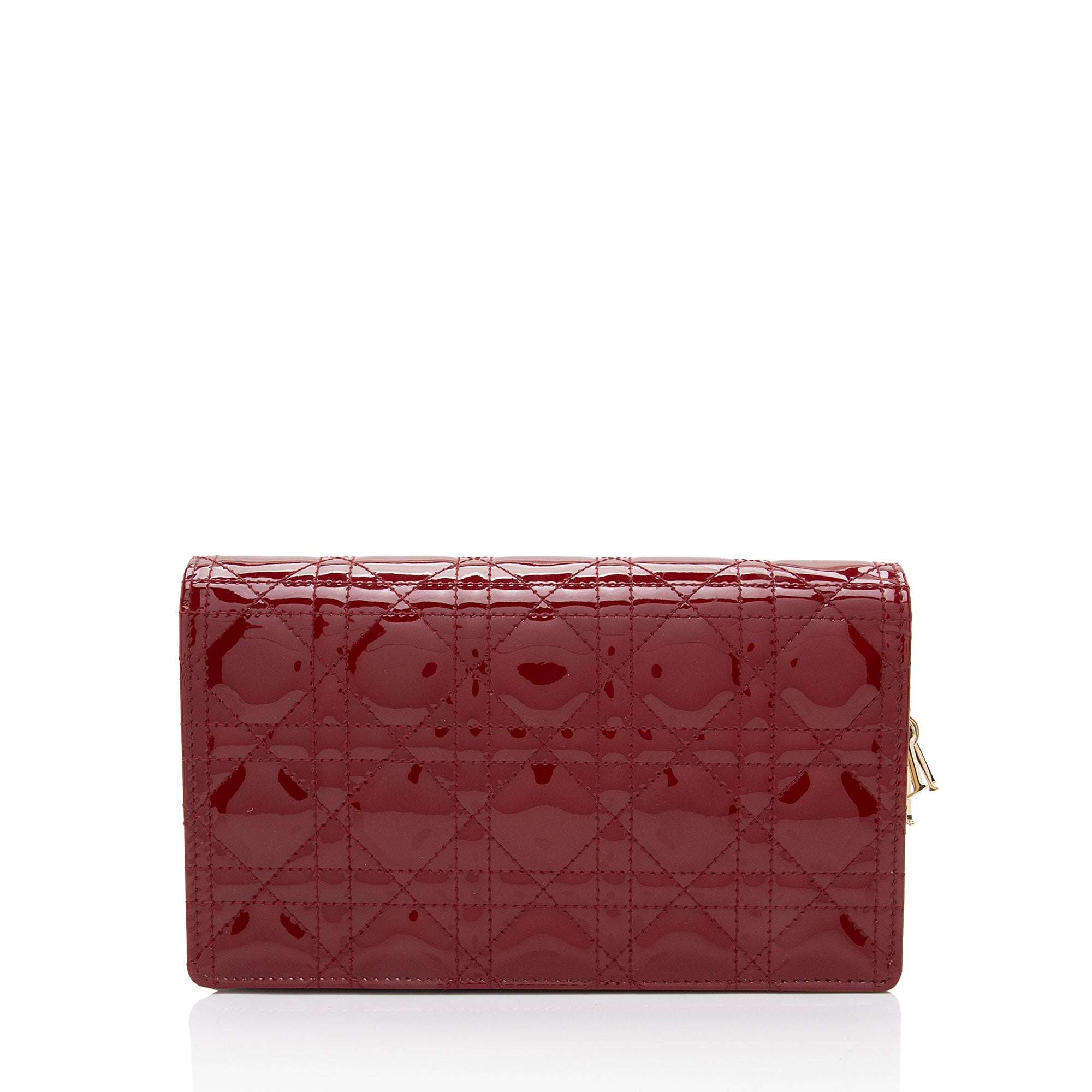 Dior Patent Leather Cannage Lady Dior Wallet on Chain (SHF-w2ghq7)