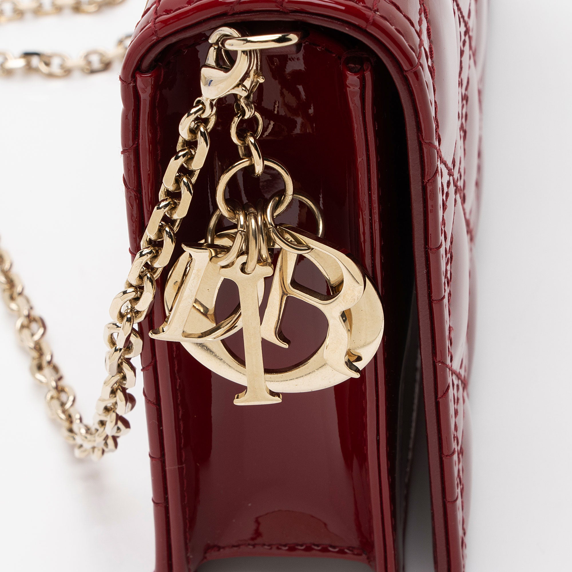Dior Patent Leather Cannage Lady Dior Wallet on Chain (SHF-w2ghq7)