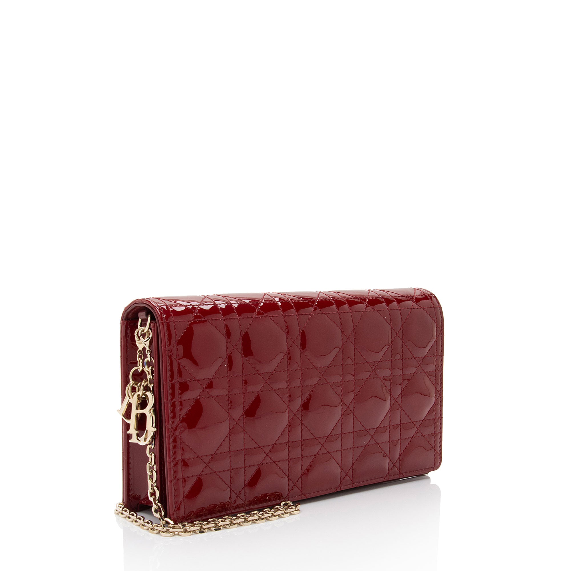 Dior Patent Leather Cannage Lady Dior Wallet on Chain (SHF-w2ghq7)