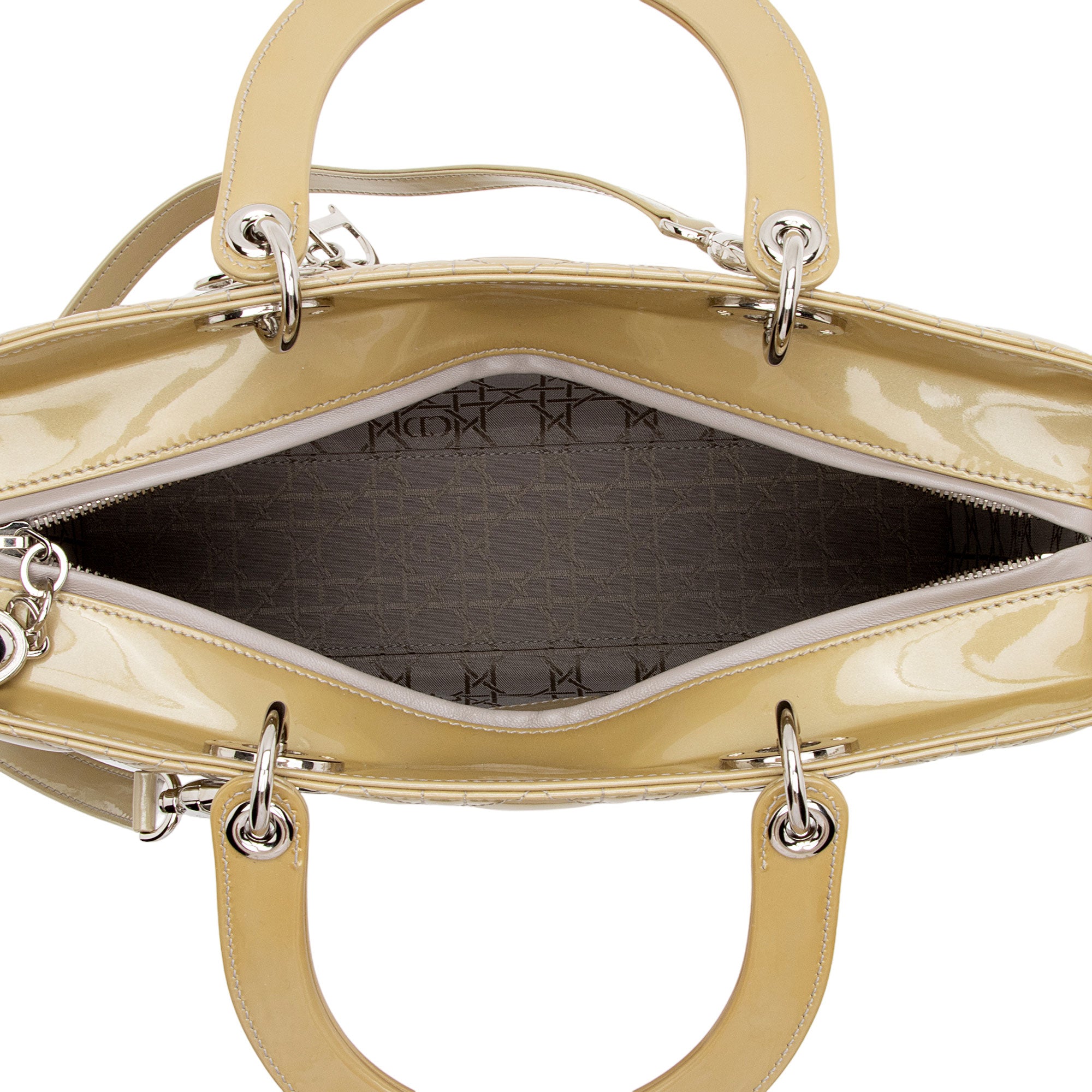 Dior Patent Leather Lady Dior Large Tote (SHF-XrH1n0)