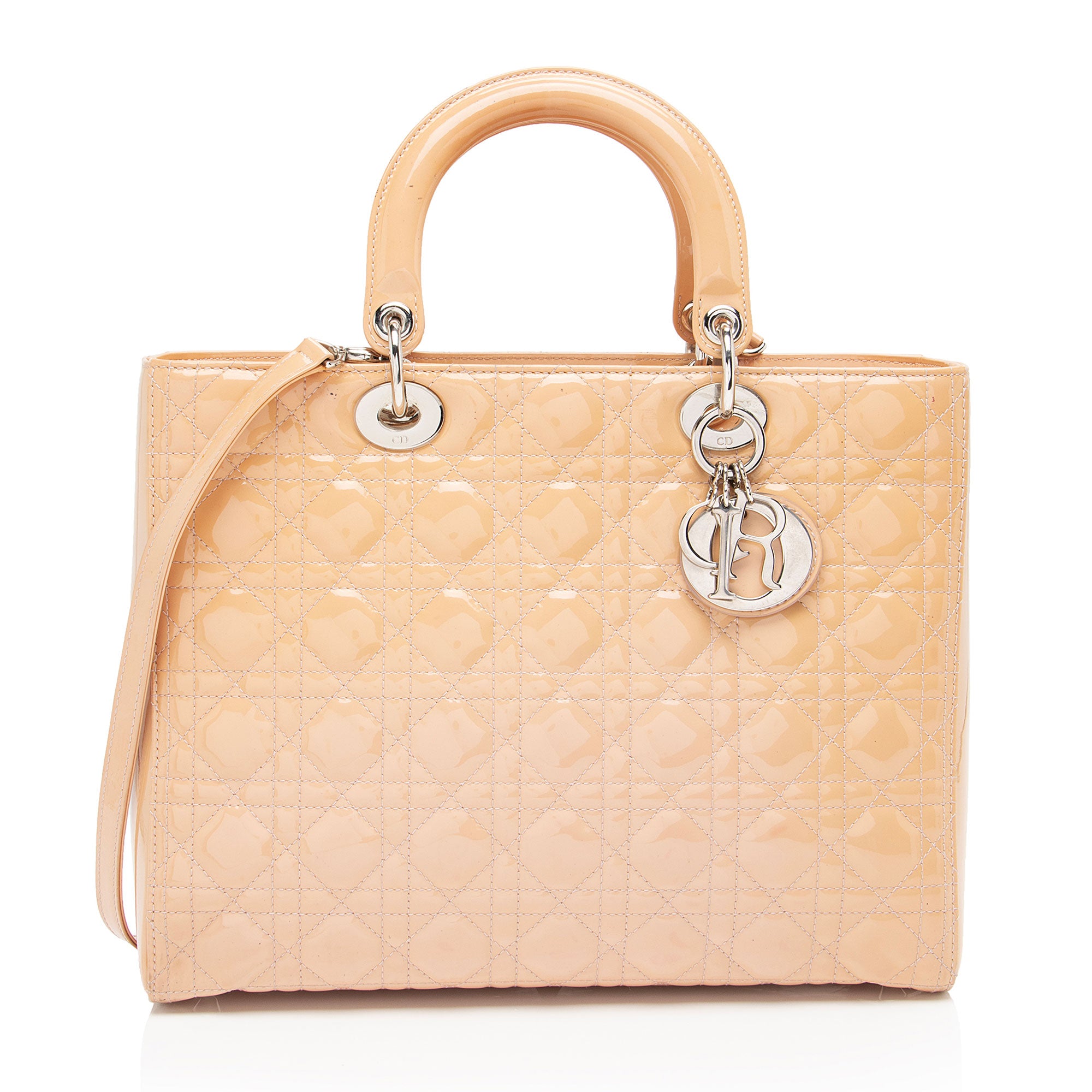 Dior Patent Leather Lady Dior Large Tote (SHF-2qzbI4)