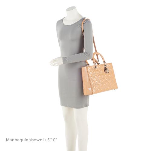 Dior Patent Leather Lady Dior Large Tote (SHF-oF5d9t)
