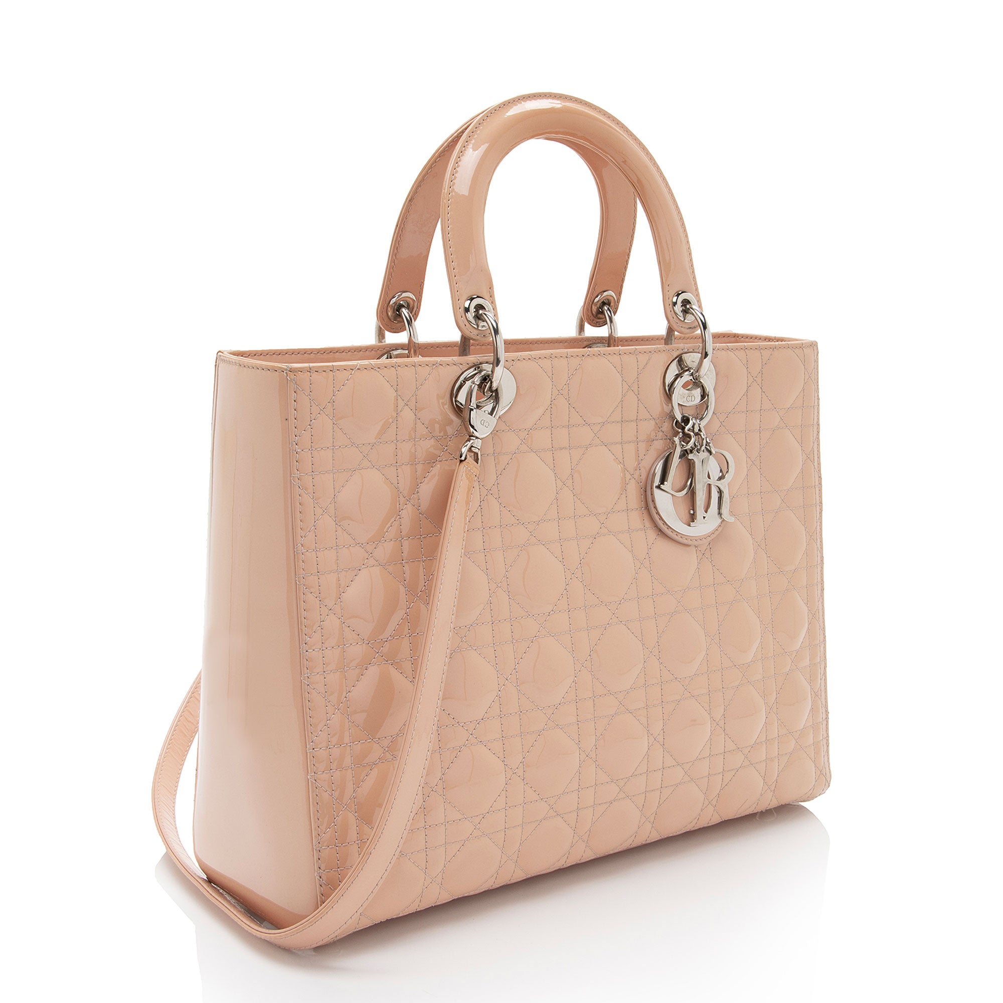 Dior Patent Leather Lady Dior Large Tote (SHF-oF5d9t)