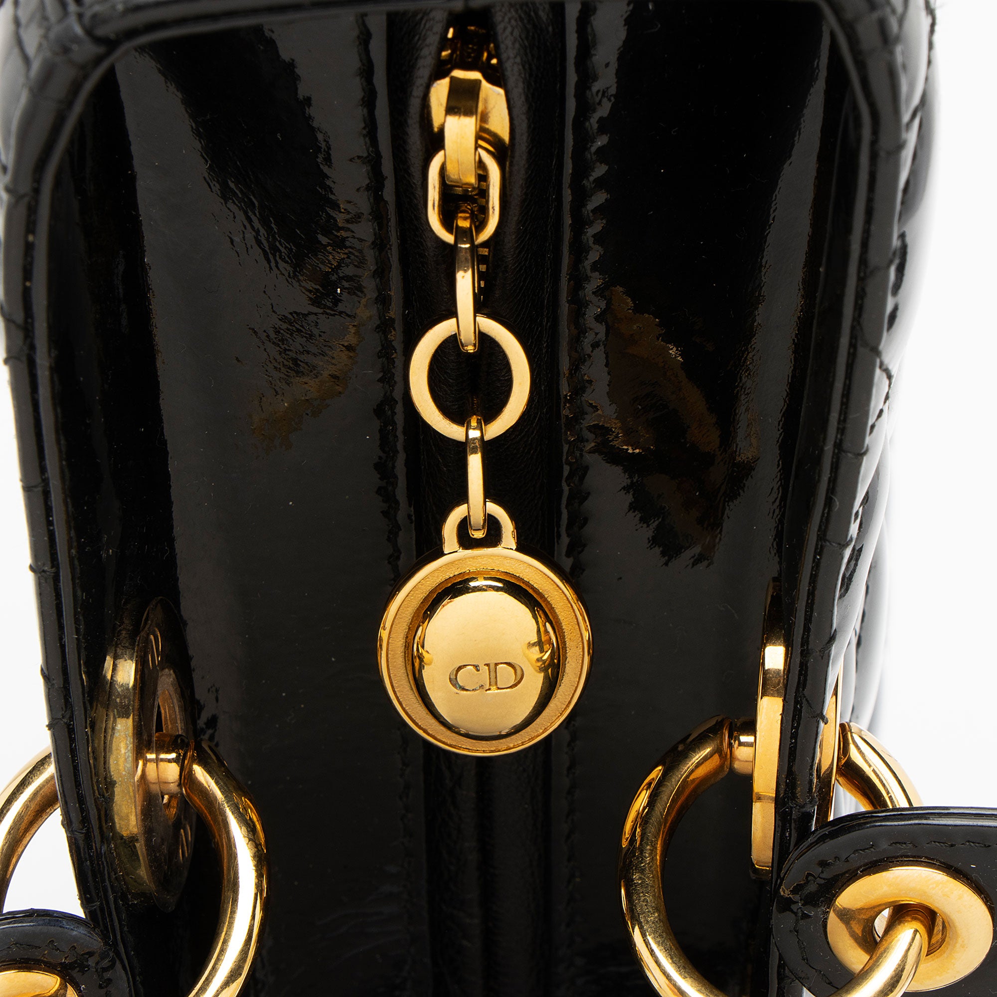 Dior Patent Leather Lady Dior Large Tote (SHF-GVZhUv)