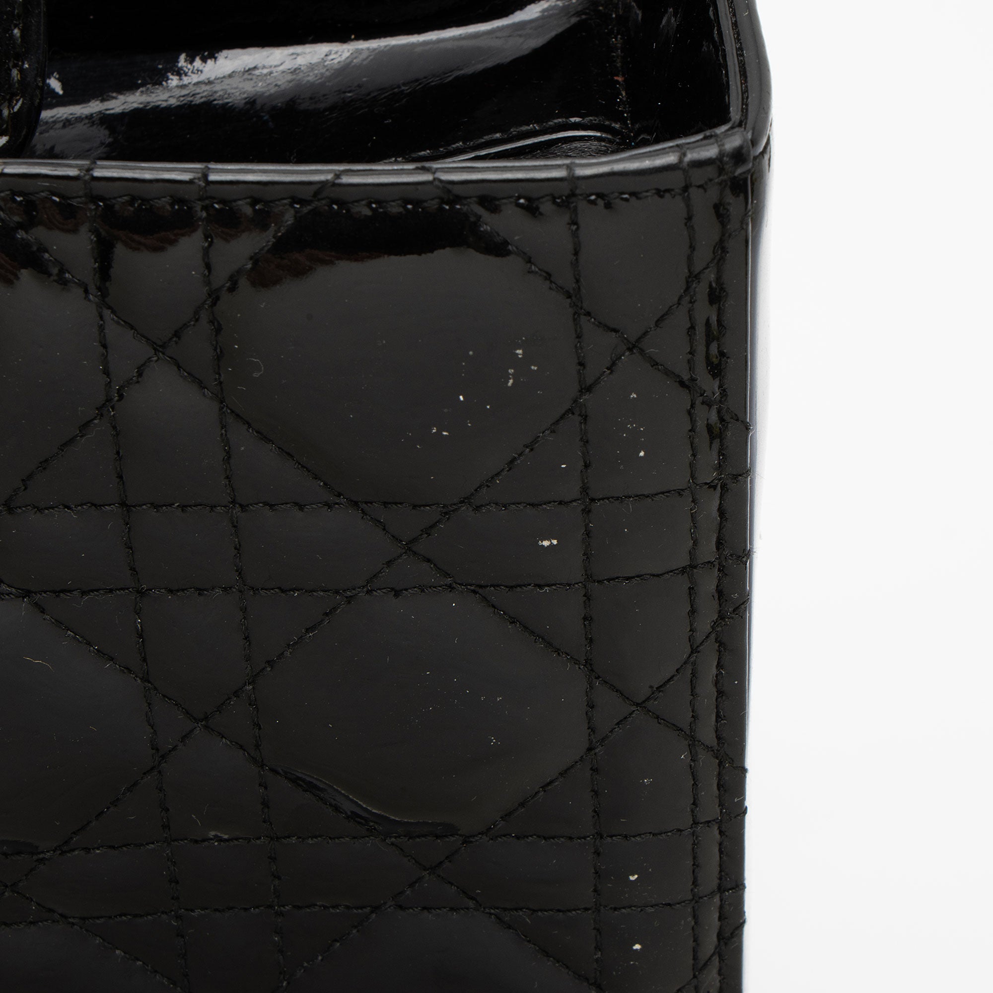 Dior Patent Leather Lady Dior Large Tote (SHF-GVZhUv)