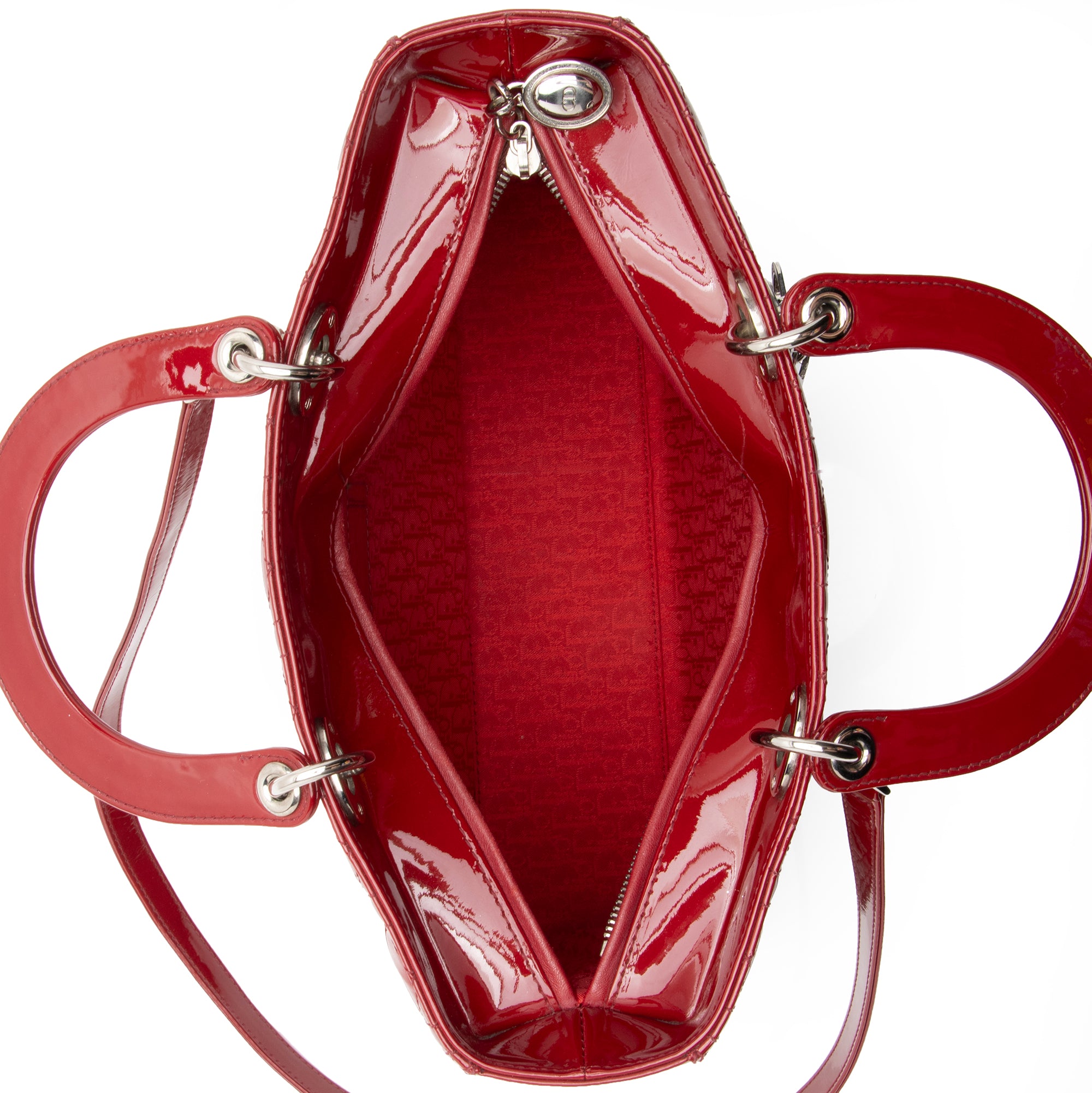 Dior Patent Leather Lady Dior Large Tote (SHF-91E8TQ)