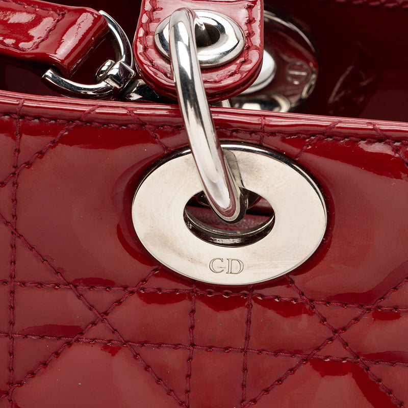 Dior Patent Leather Lady Dior Medium Tote (SHF-Wd5jCB)