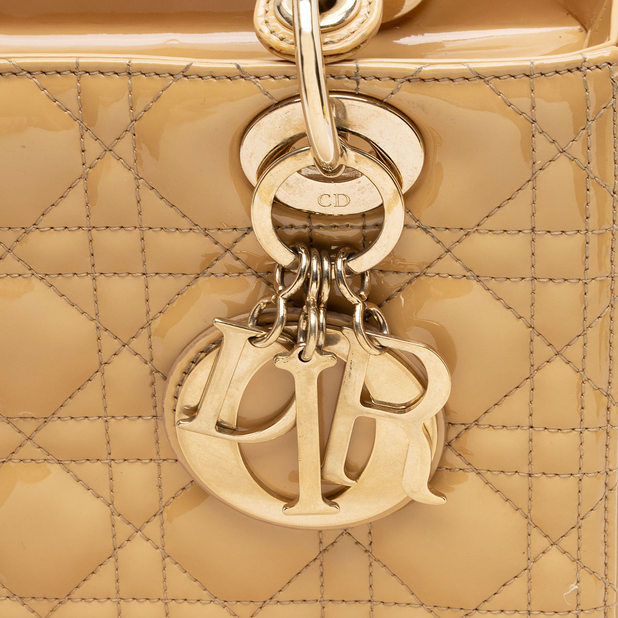 Dior Patent Leather Lady Dior Medium Tote (SHF-8qfooJ)